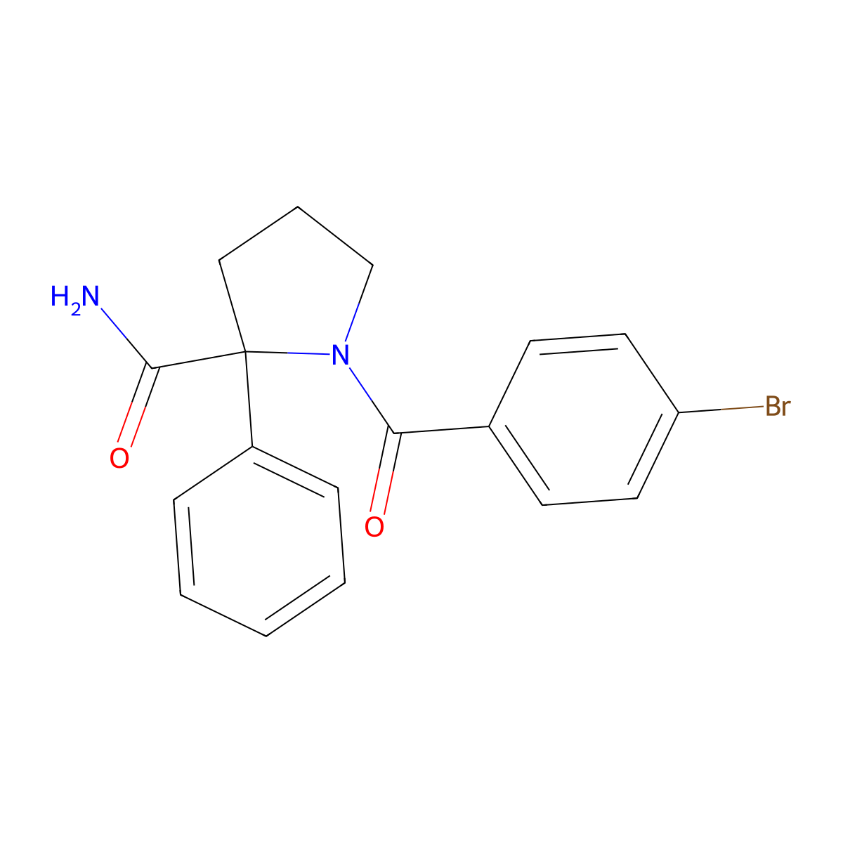 1-(4-Bromobenzoyl)-2-phenylpyrrolidine-2-carboxamide molecular structure, CAS 376617-77-5