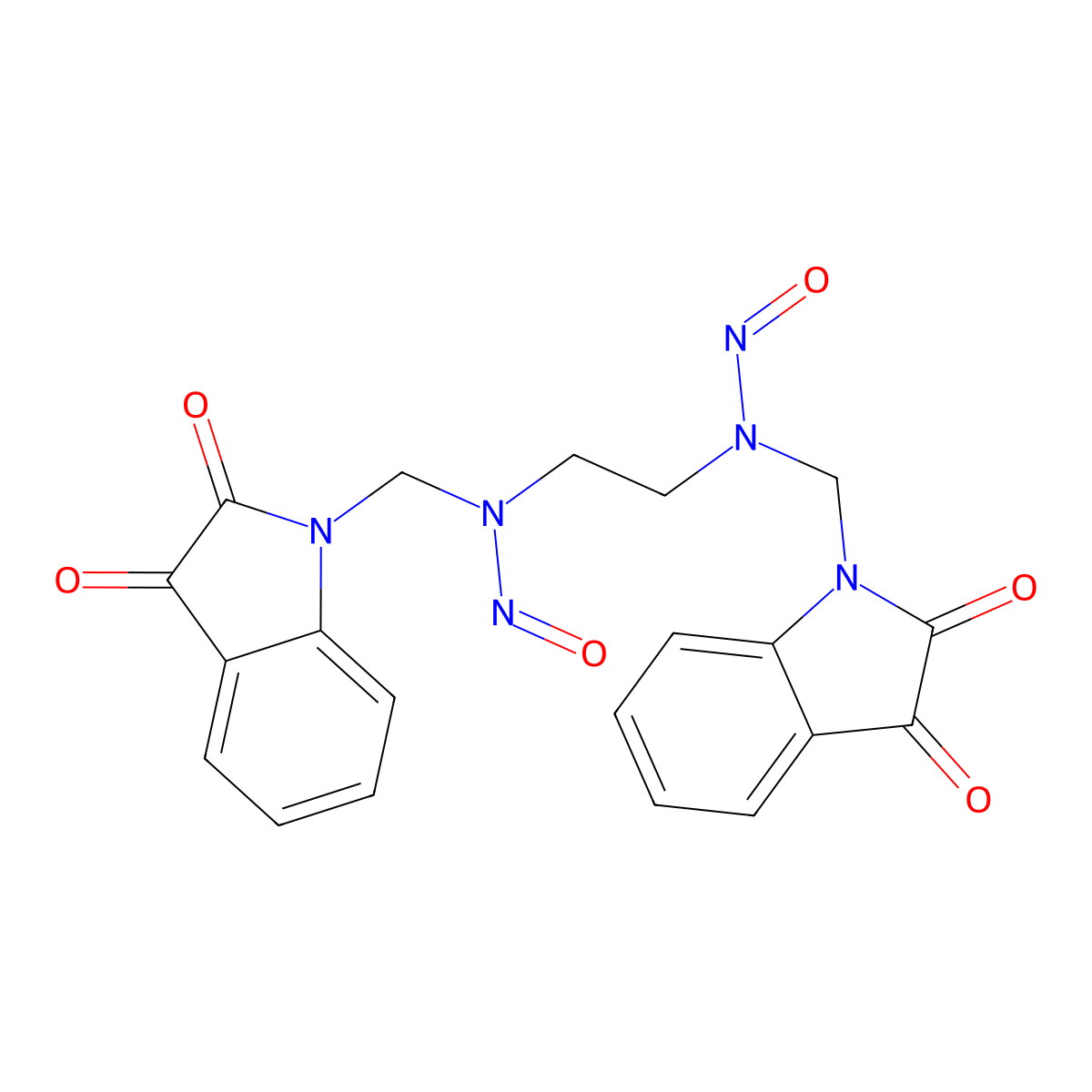 N,N'-(ethane-1,2-diyl)bis(N-((2,3-dioxoindolin-1-yl)methyl)nitrous amide) molecular structure, CAS 376617-84-4