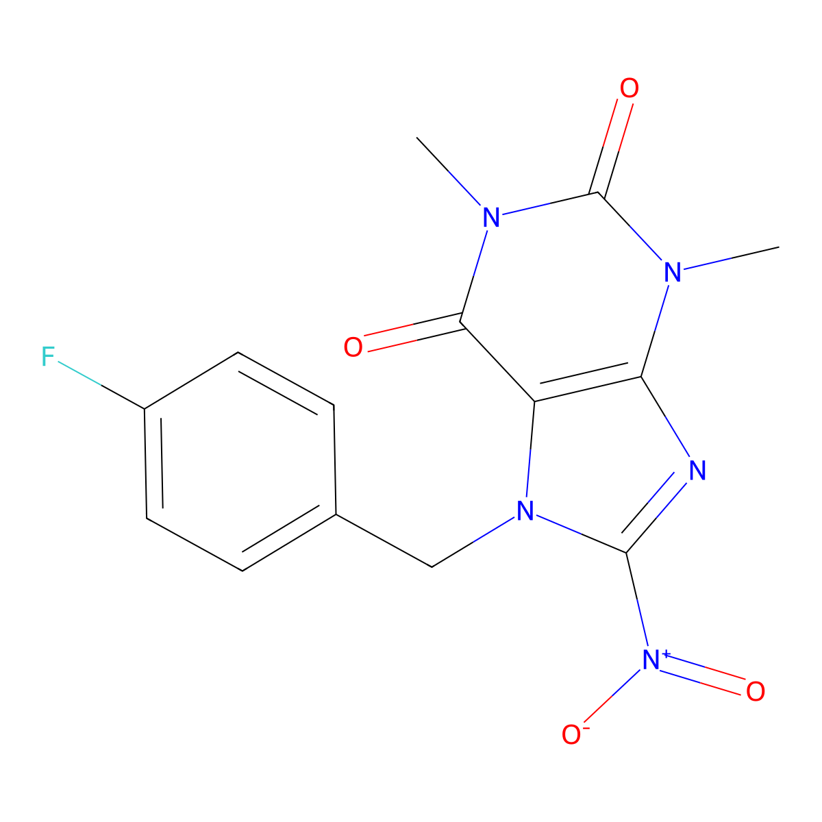 7-(4-fluorobenzyl)-1,3-dimethyl-8-nitro-1H-purine-2,6(3H,7H)-dione molecular structure, CAS 376617-92-4