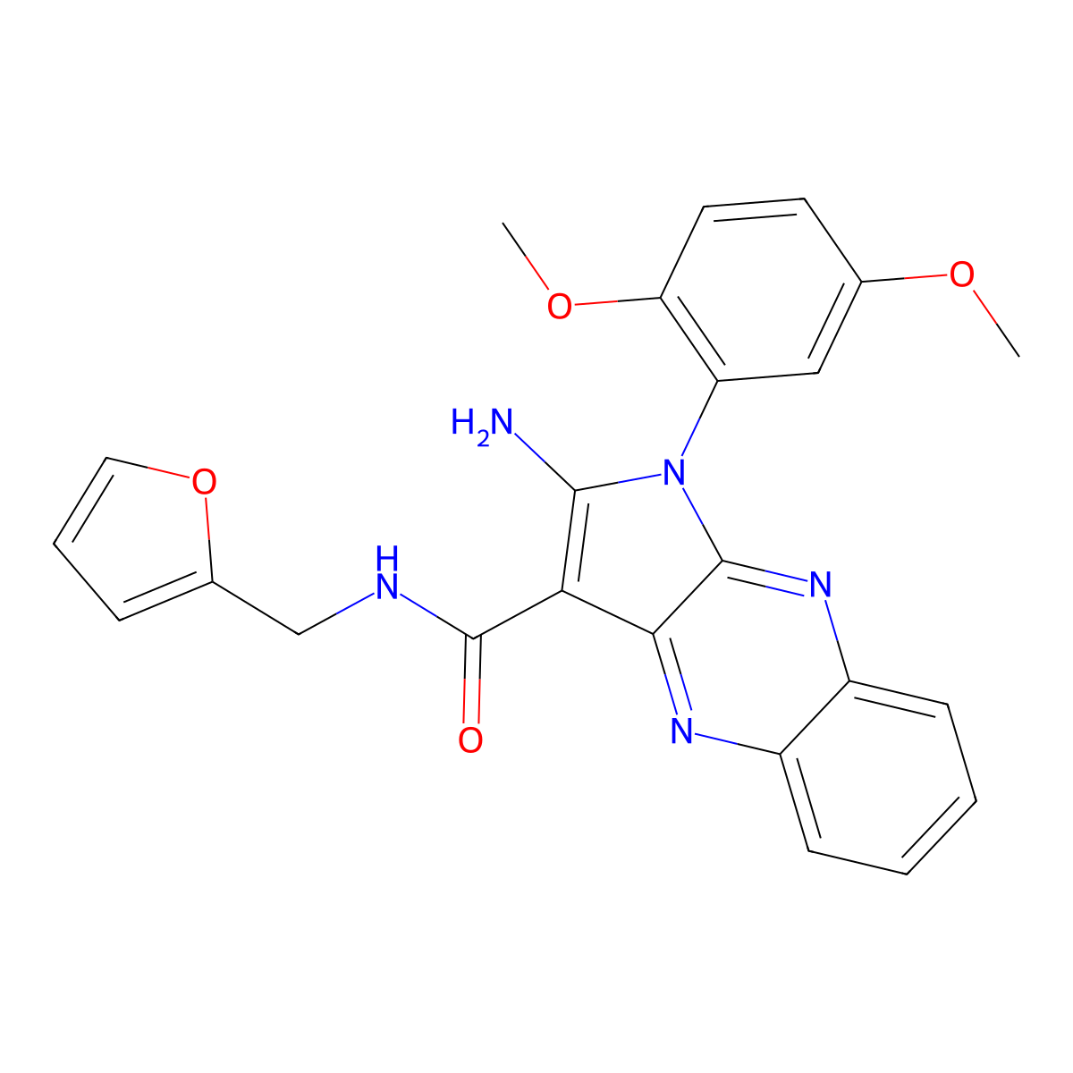 2-amino-1-(2,5-dimethoxyphenyl)-N-(furan-2-ylmethyl)-1H-pyrrolo[2,3-b]quinoxaline-3-carboxamide molecular structure, CAS 376618-02-9