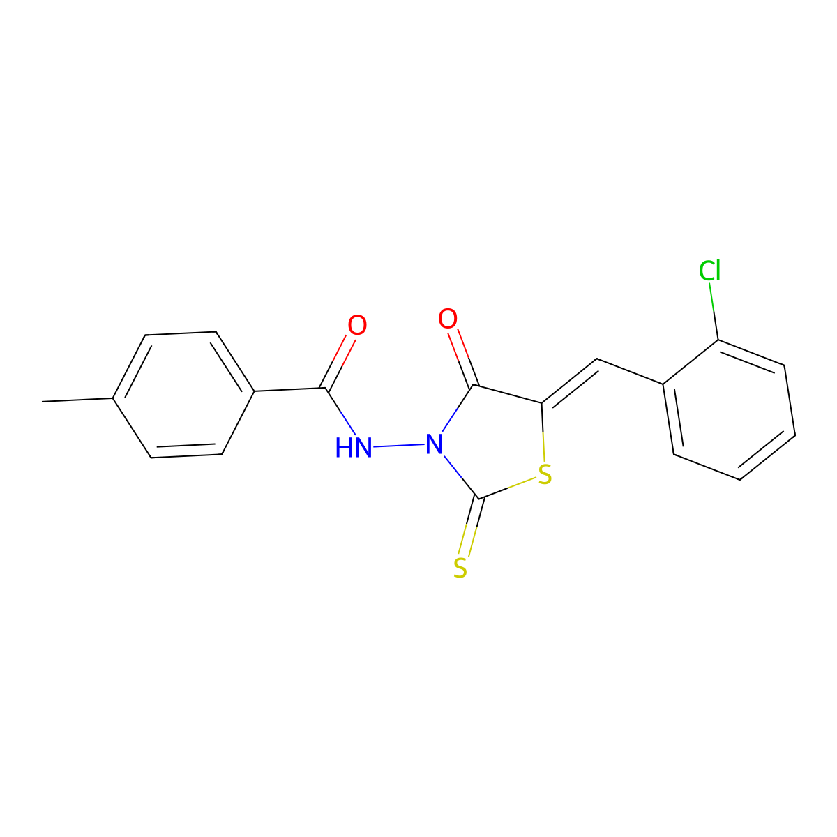 N-[5-[(2-Chlorophenyl)methylene]-4-oxo-2-thioxo-3-thiazolidinyl]-4-methylbenzamide molecular structure, CAS 376618-24-5