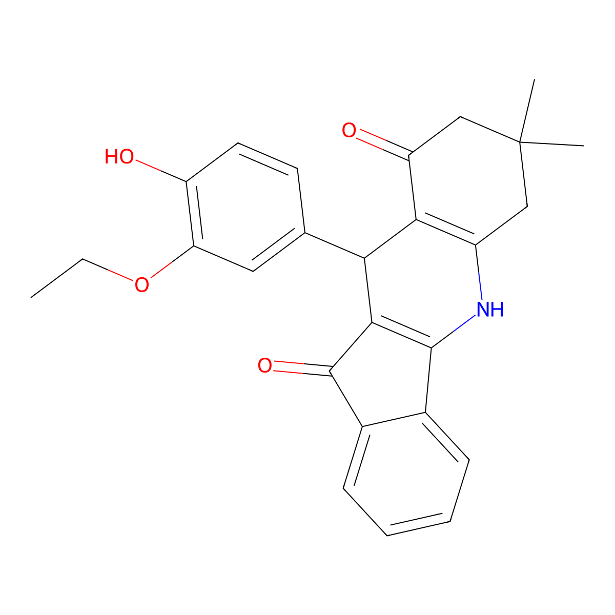 10-(3-ethoxy-4-hydroxyphenyl)-7,7-dimethyl-6,7,8,10-tetrahydro-5H-indeno[1,2-b]quinoline-9,11-dione molecular structure, CAS 376618-40-5