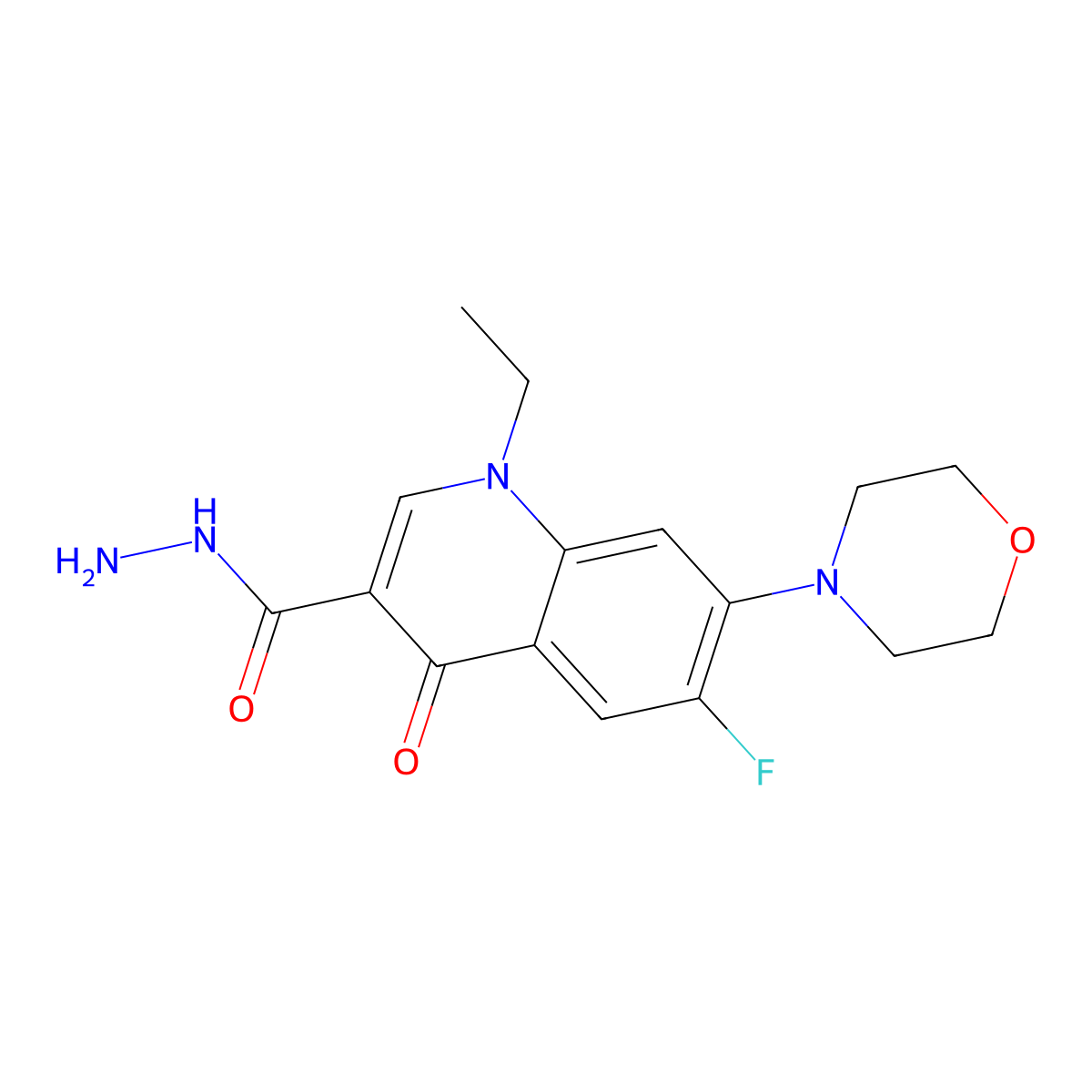 1-Ethyl-6-fluoro-7-morpholin-4-yl-4-oxoquinoline-3-carbohydrazide molecular structure, CAS 376618-55-2