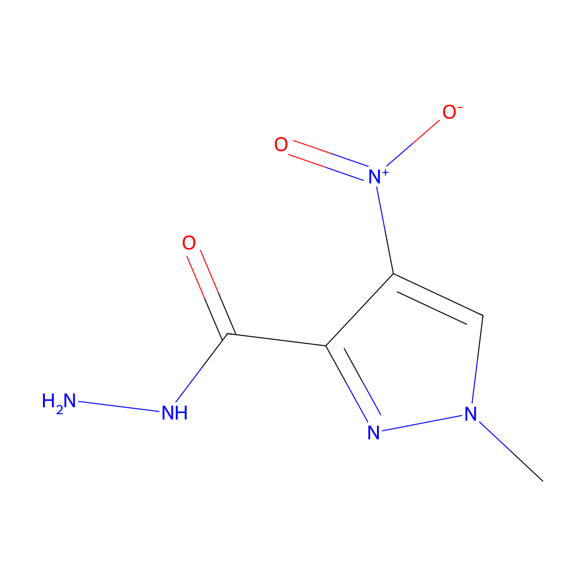 1-methyl-4-nitro-1H-pyrazole-3-carbohydrazide molecular structure, CAS 376618-71-2