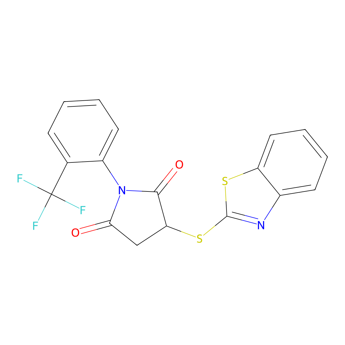 3-(1,3-Benzothiazol-2-ylsulfanyl)-1-[2-(trifluoromethyl)phenyl]pyrrolidine-2,5-dione molecular structure, CAS 376619-92-0