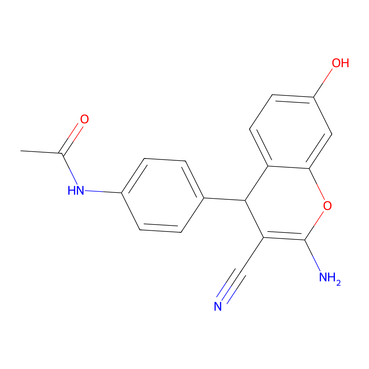 N-[4-(2-amino-3-cyano-7-hydroxy-4H-chromen-4-yl)phenyl]acetamide molecular structure, CAS 376620-24-5