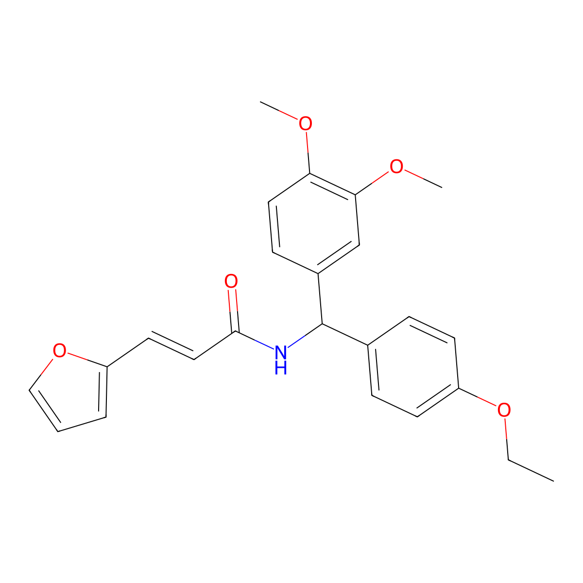 2-Propenamide, N-[(3,4-dimethoxyphenyl)(4-ethoxyphenyl)methyl]-3-(2-furanyl)- molecular structure, CAS 376621-31-7