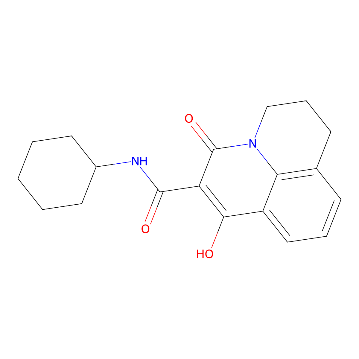 N-cyclohexyl-7-hydroxy-5-oxo-2,3-dihydro-1H,5H-pyrido[3,2,1-ij]quinoline-6-carboxamide molecular structure, CAS 376621-53-3