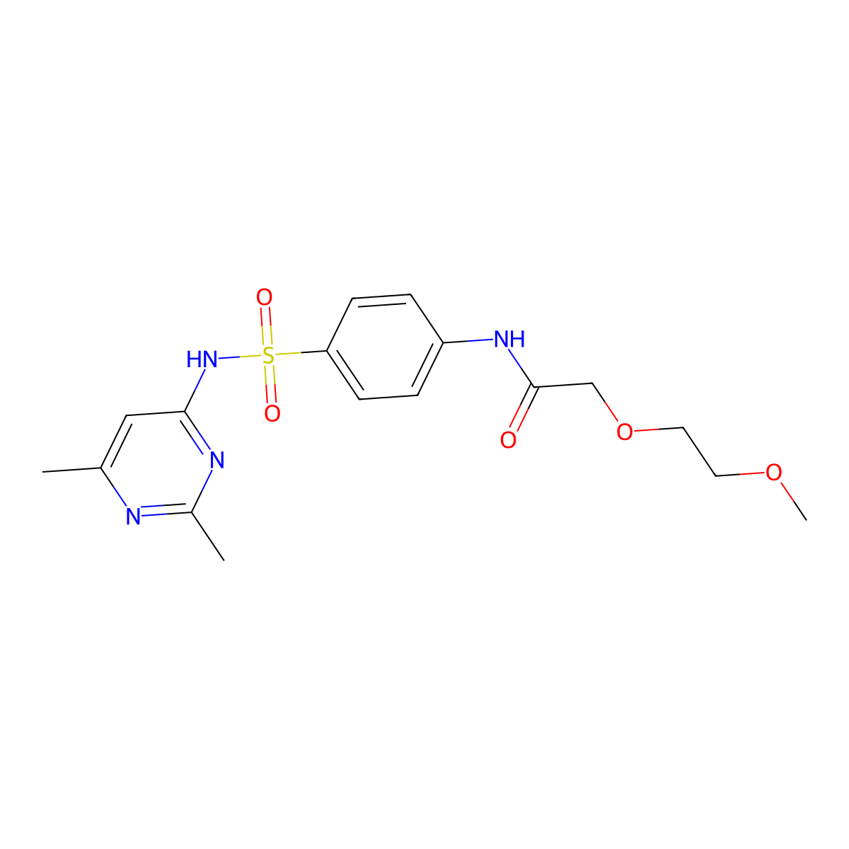 N-{4-[(2,6-dimethylpyrimidin-4-yl)sulfamoyl]phenyl}-2-(2-methoxyethoxy)acetamide molecular structure, CAS 376621-94-2