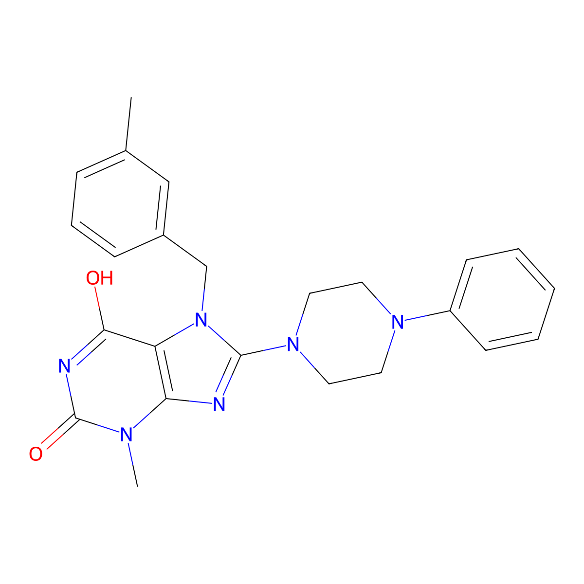 3-methyl-7-(3-methylbenzyl)-8-(4-phenylpiperazin-1-yl)-1H-purine-2,6(3H,7H)-dione molecular structure, CAS 376623-09-5