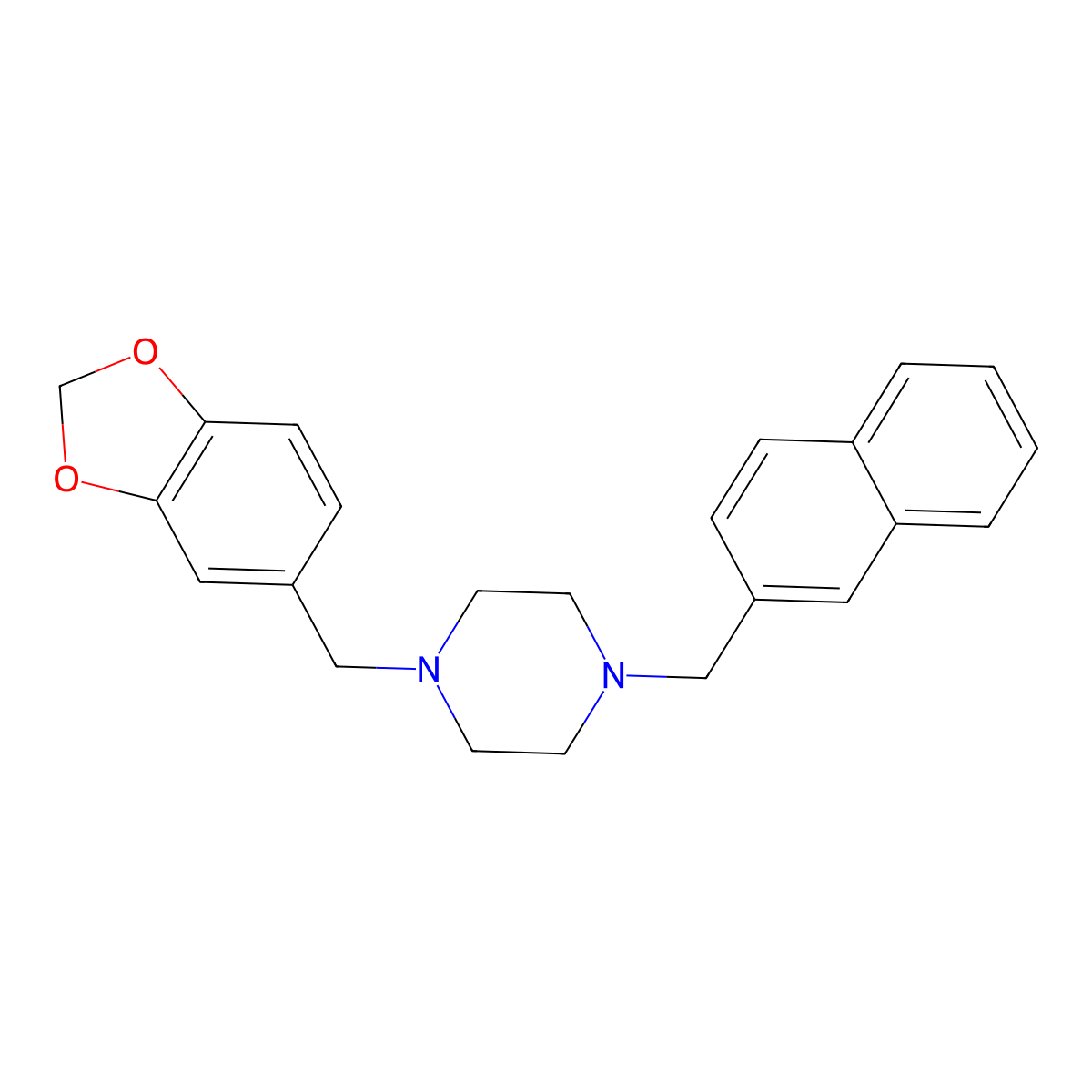 1-(1,3-Benzodioxol-5-ylmethyl)-4-(naphthalen-2-ylmethyl)piperazine molecular structure, CAS 376623-43-7