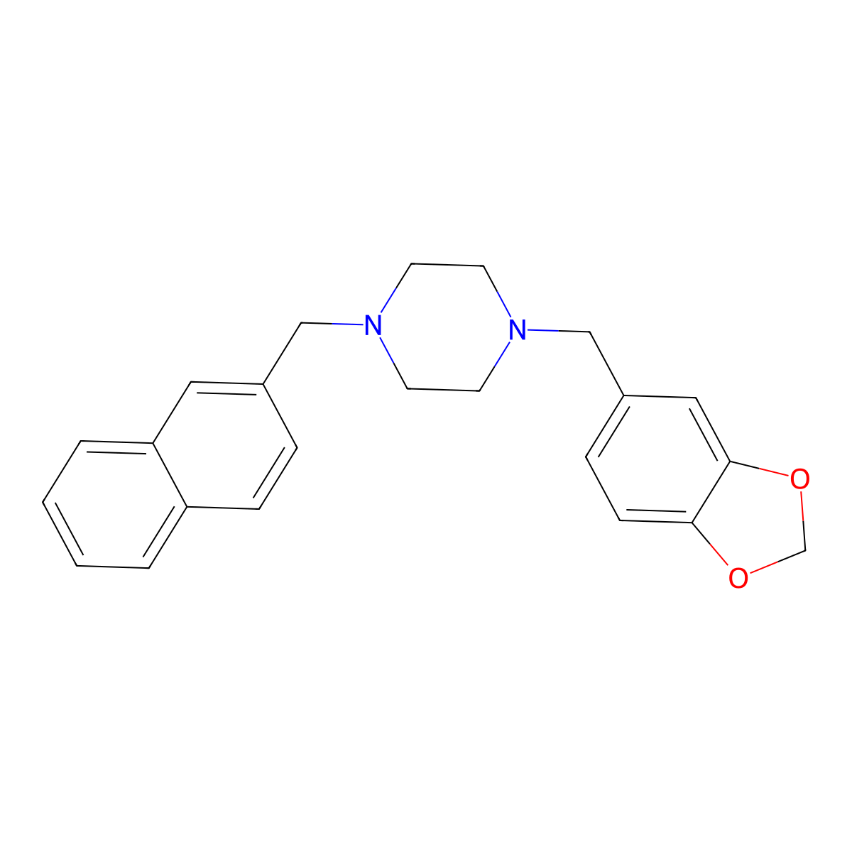 1-(1,3-Benzodioxol-5-ylmethyl)-4-(naphthalen-2-ylmethyl)piperazine molecular structure, CAS 376623-43-7