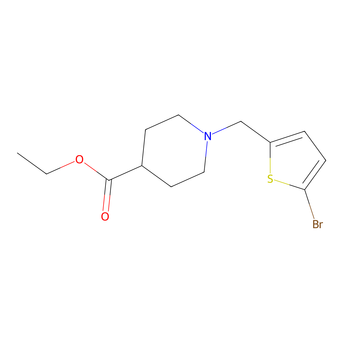 Ethyl 1-((5-bromothiophen-2-yl)methyl)piperidine-4-carboxylate molecular structure, CAS 376623-44-8