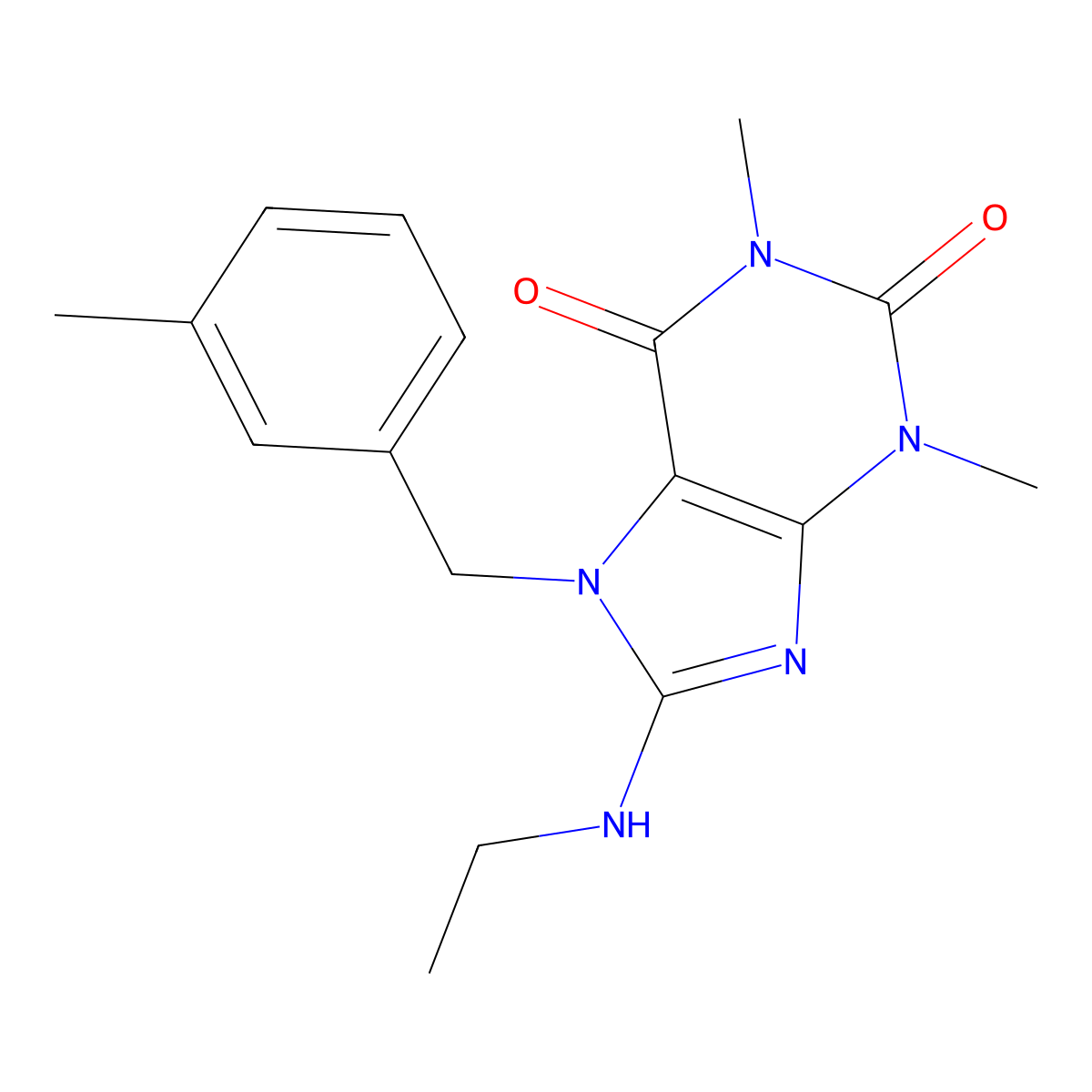 8-(ethylamino)-1,3-dimethyl-7-(3-methylbenzyl)-1H-purine-2,6(3H,7H)-dione molecular structure, CAS 376623-79-9