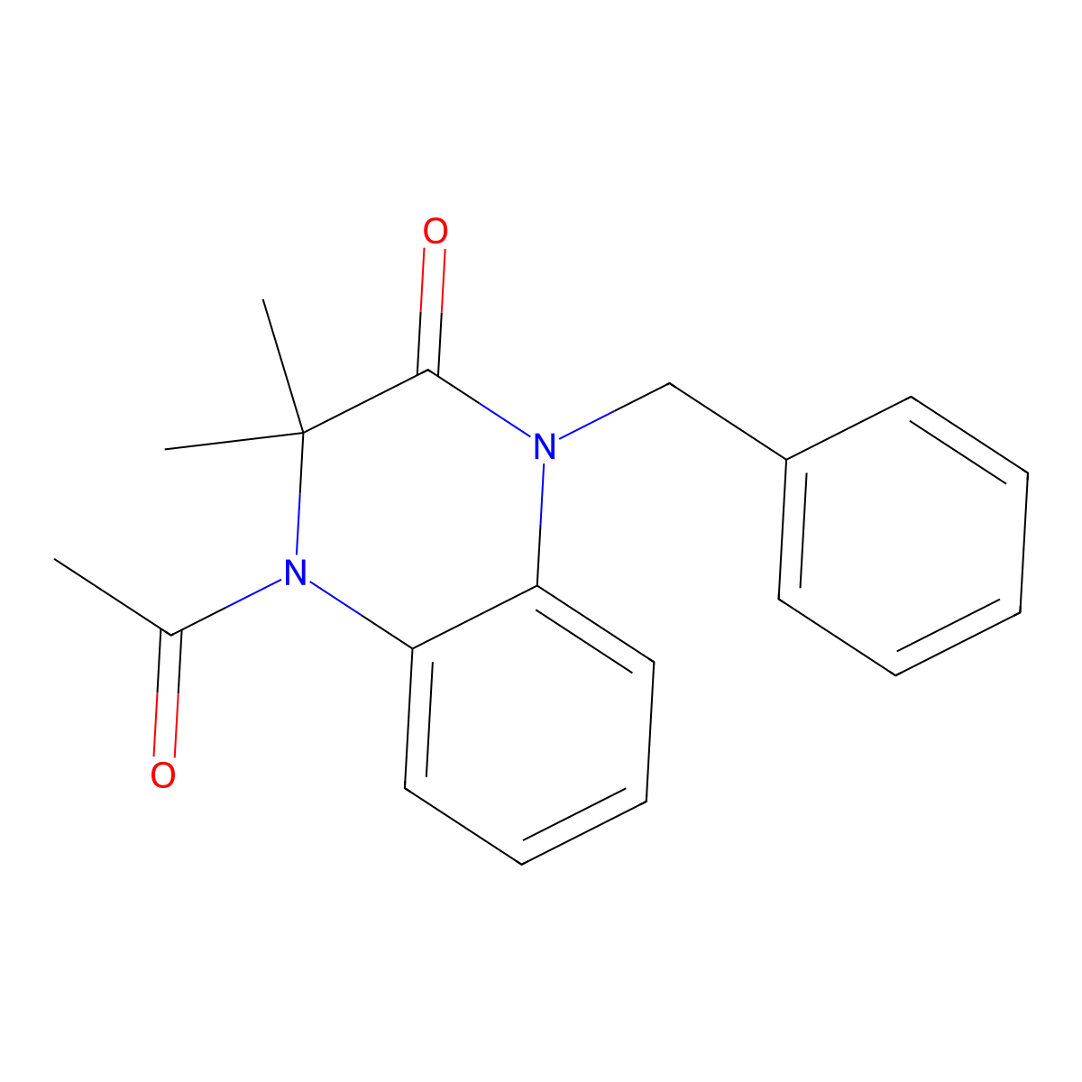4-Acetyl-1-benzyl-3,3-dimethylquinoxalin-2-one molecular structure, CAS 376623-95-9
