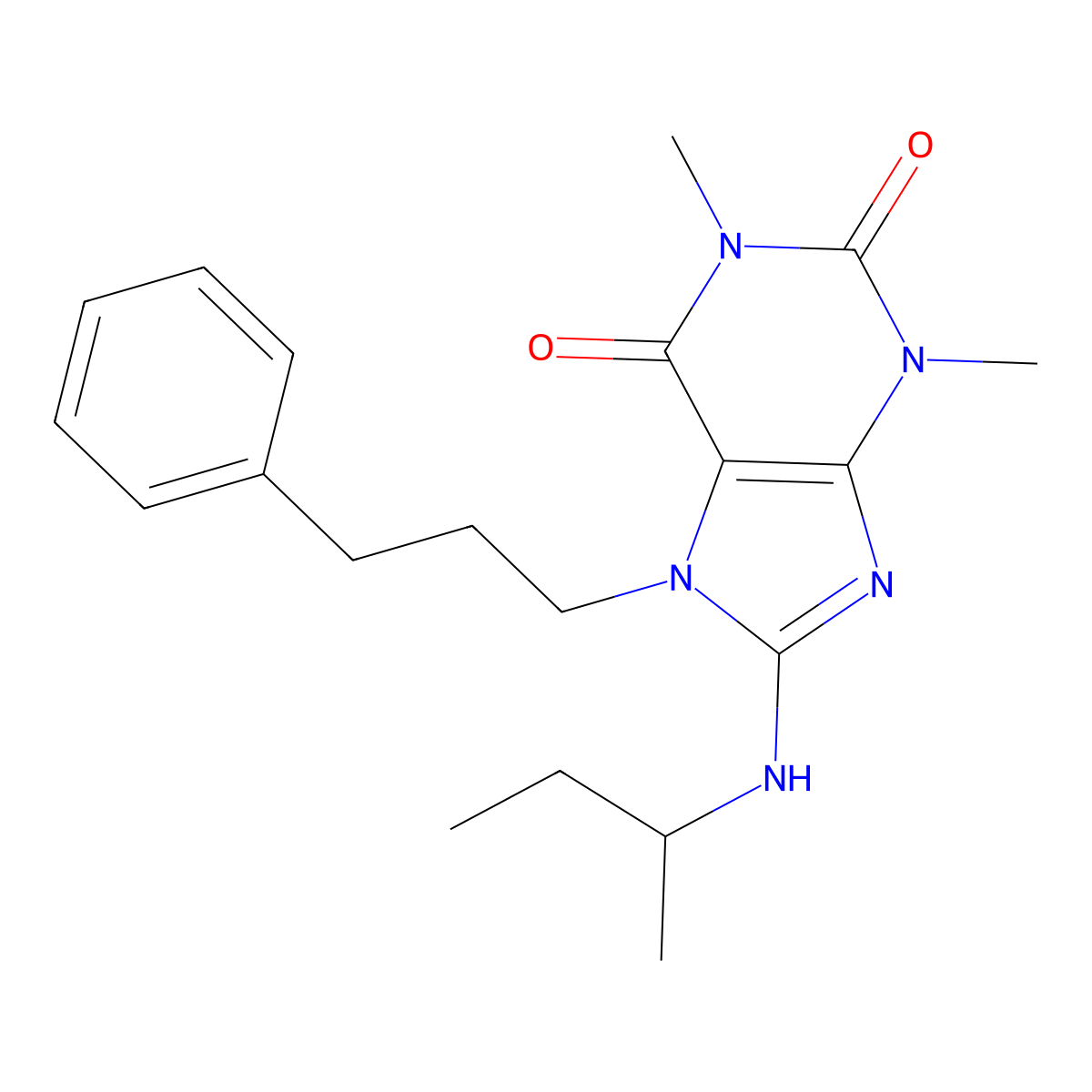8-(Butan-2-ylamino)-1,3-dimethyl-7-(3-phenylpropyl)purine-2,6-dione molecular structure, CAS 376623-96-0
