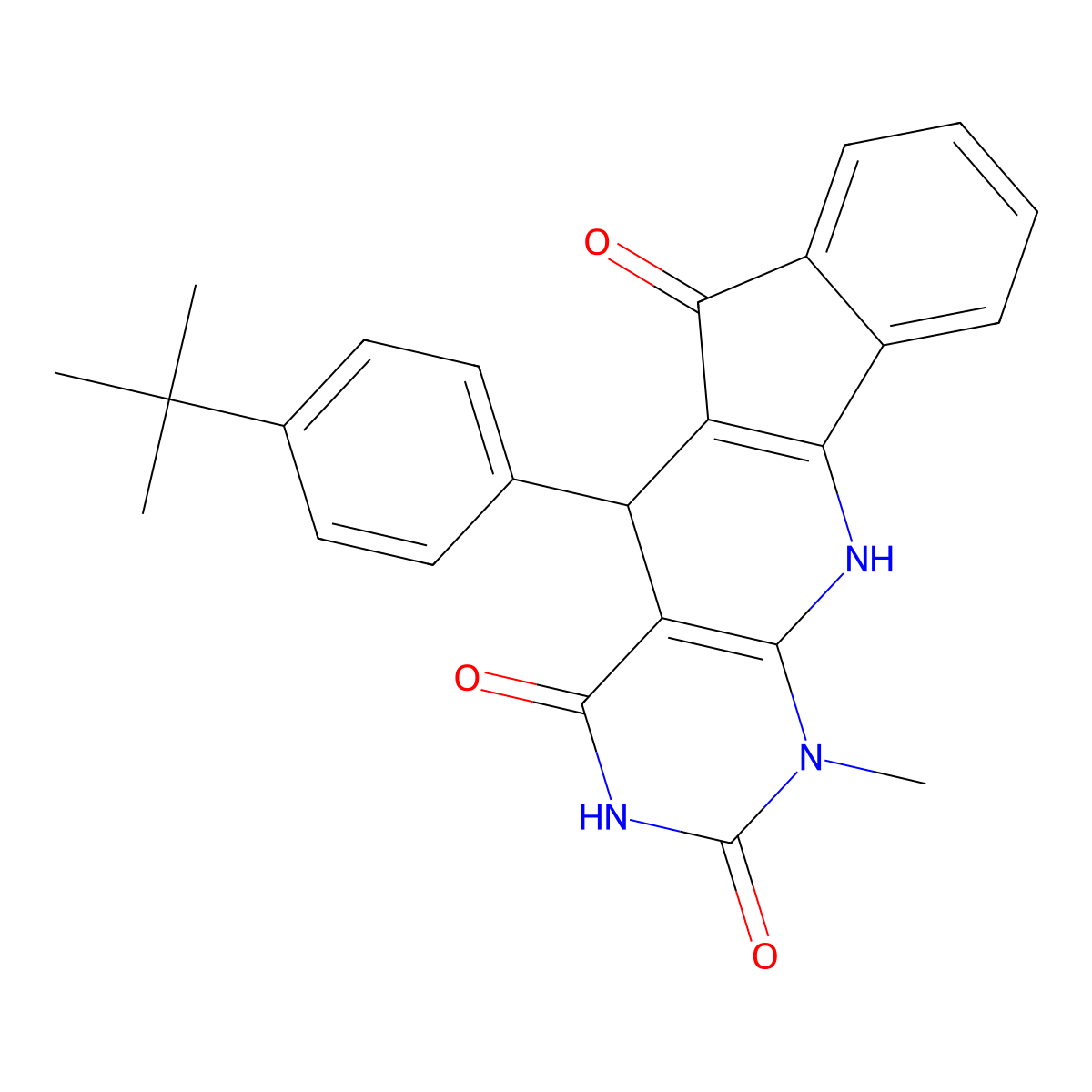 5-(4-tert-butylphenyl)-1-methyl-5,11-dihydro-1H-indeno[2',1':5,6]pyrido[2,3-d]pyrimidine-2,4,6(3H)-trione molecular structure, CAS 376624-00-9