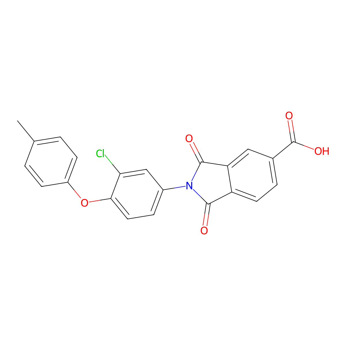 2-[3-Chloro-4-(4-methylphenoxy)phenyl]-1,3-dioxoisoindole-5-carboxylic acid molecular structure, CAS 376624-65-6