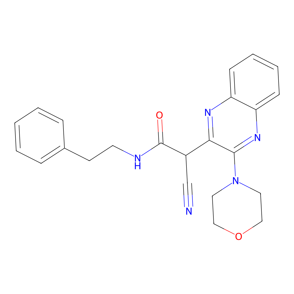 2-cyano-2-(3-morpholinoquinoxalin-2-yl)-N-phenethylacetamide molecular structure, CAS 376624-71-4