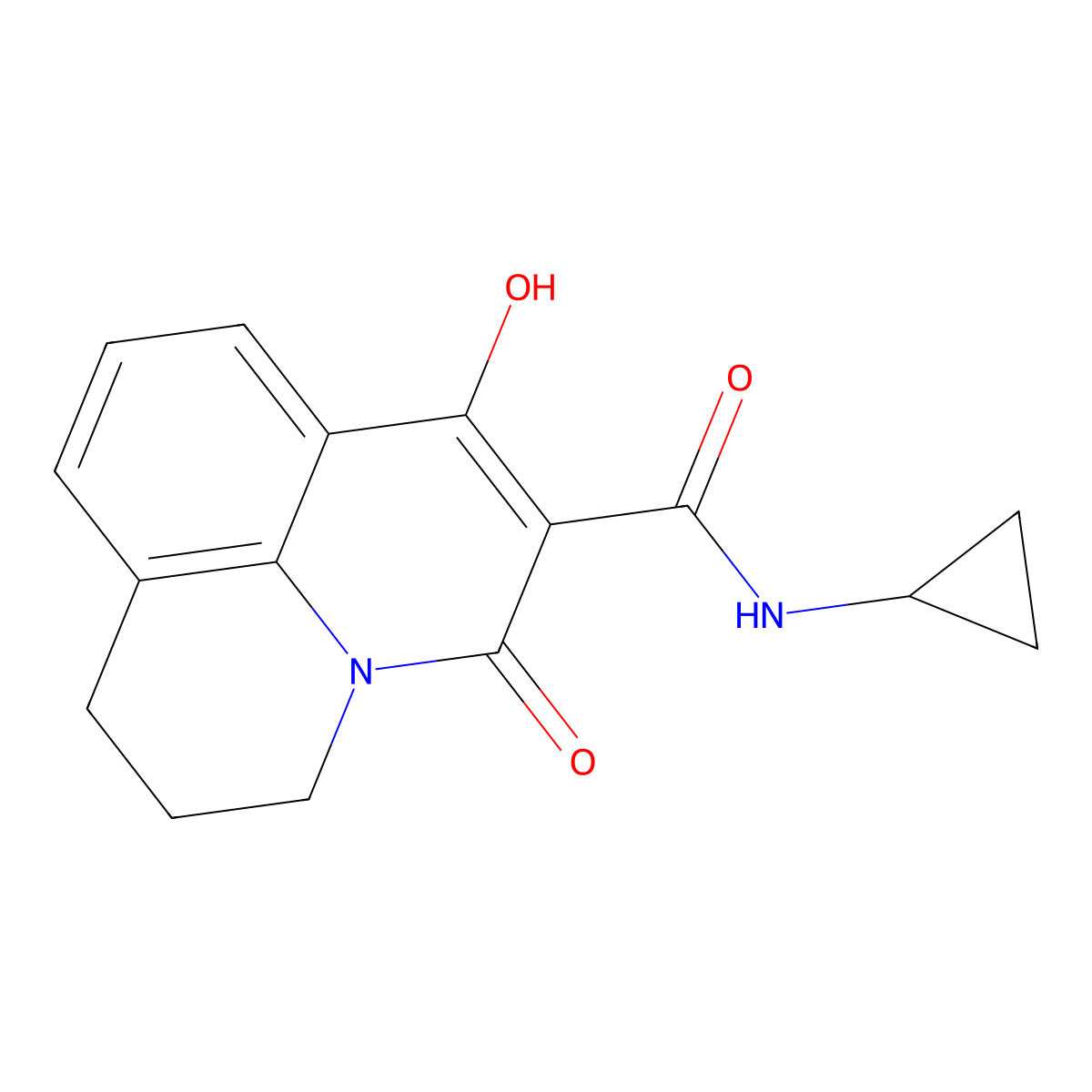 N-cyclopropyl-7-hydroxy-5-oxo-2,3-dihydro-1H,5H-pyrido[3,2,1-ij]quinoline-6-carboxamide molecular structure, CAS 376625-12-6