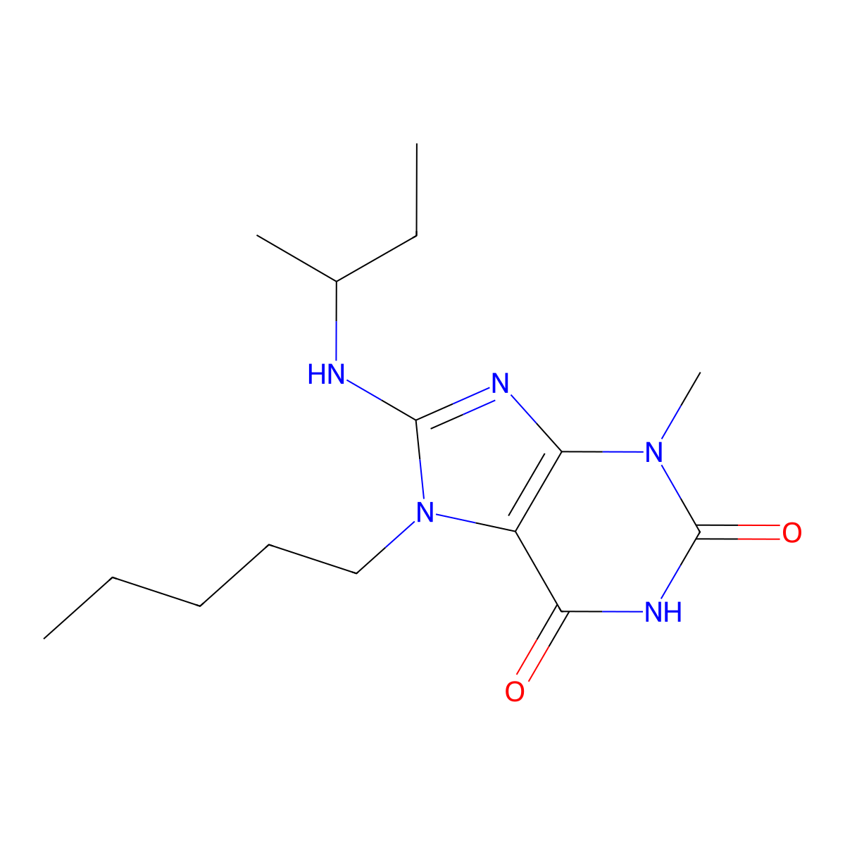 8-(Butan-2-ylamino)-3-methyl-7-pentylpurine-2,6-dione molecular structure, CAS 376625-58-0