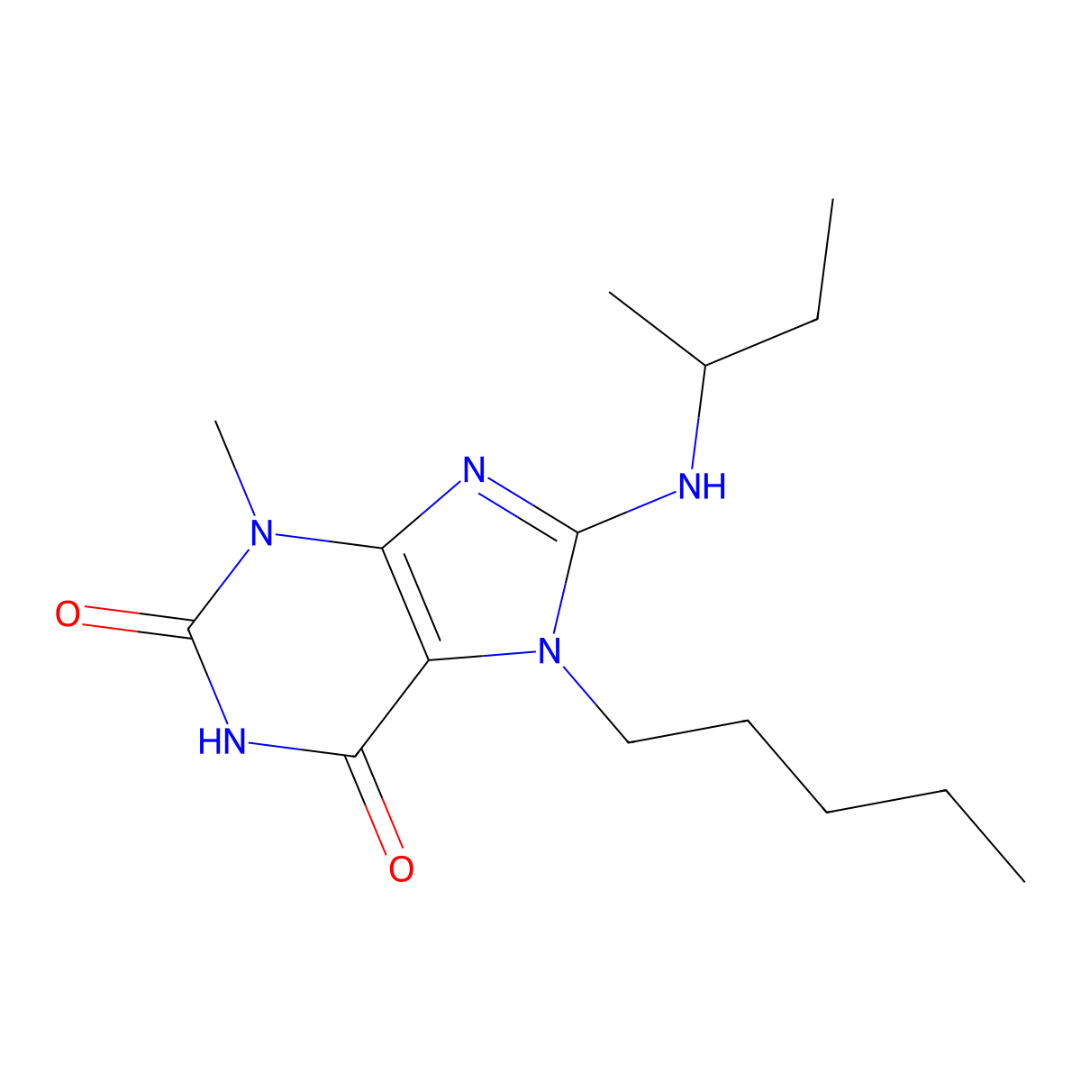 8-(Butan-2-ylamino)-3-methyl-7-pentylpurine-2,6-dione molecular structure, CAS 376625-58-0