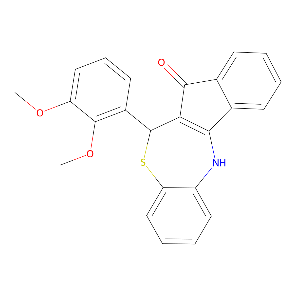 6-(2,3-dimethoxyphenyl)-6,12-dihydro-7H-indeno[2,1-c][1,5]benzothiazepin-7-one molecular structure, CAS 376625-72-8