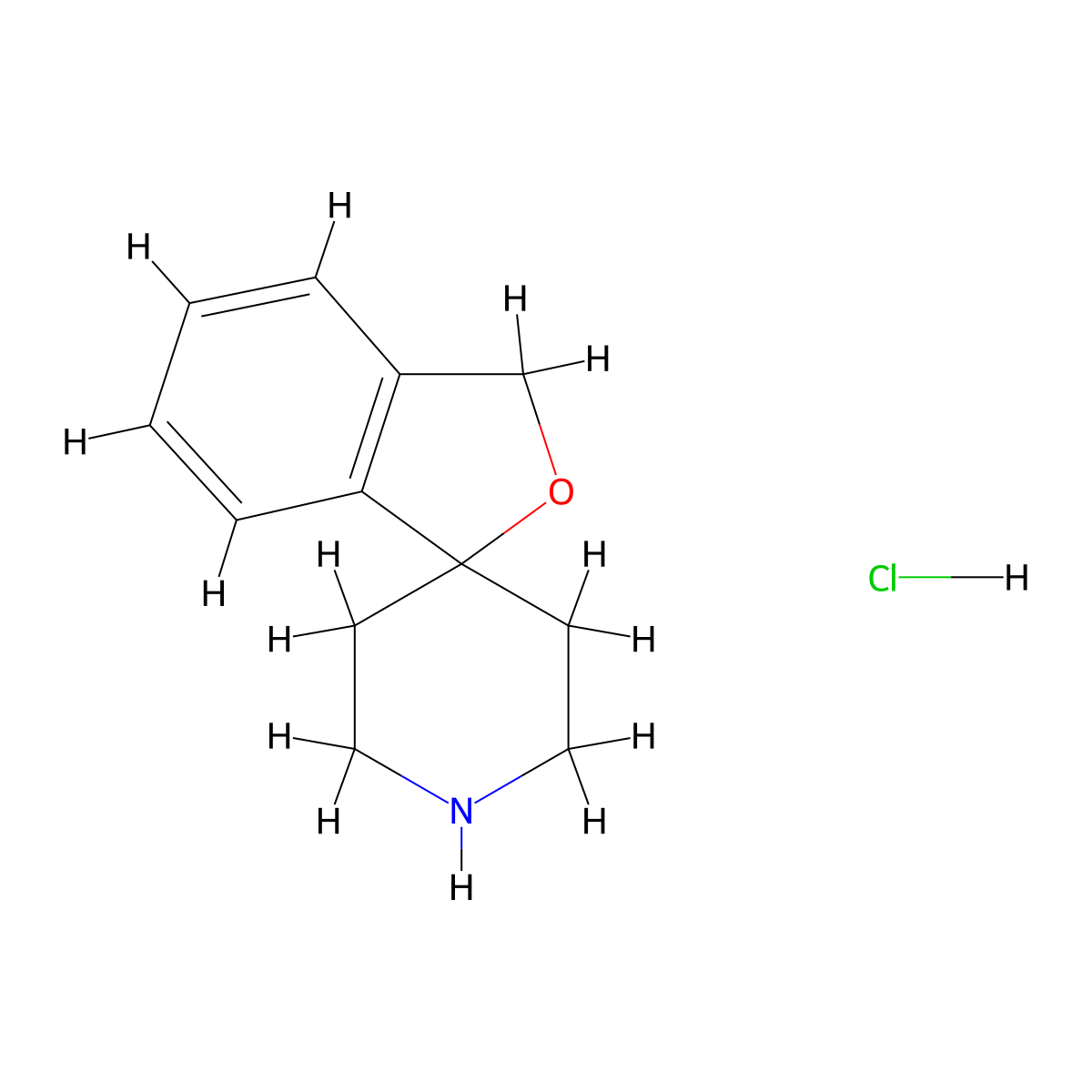 3H-spiro(2-benzofuran-1,4'-piperidine) hydrochloride molecular structure, CAS 37663-44-8