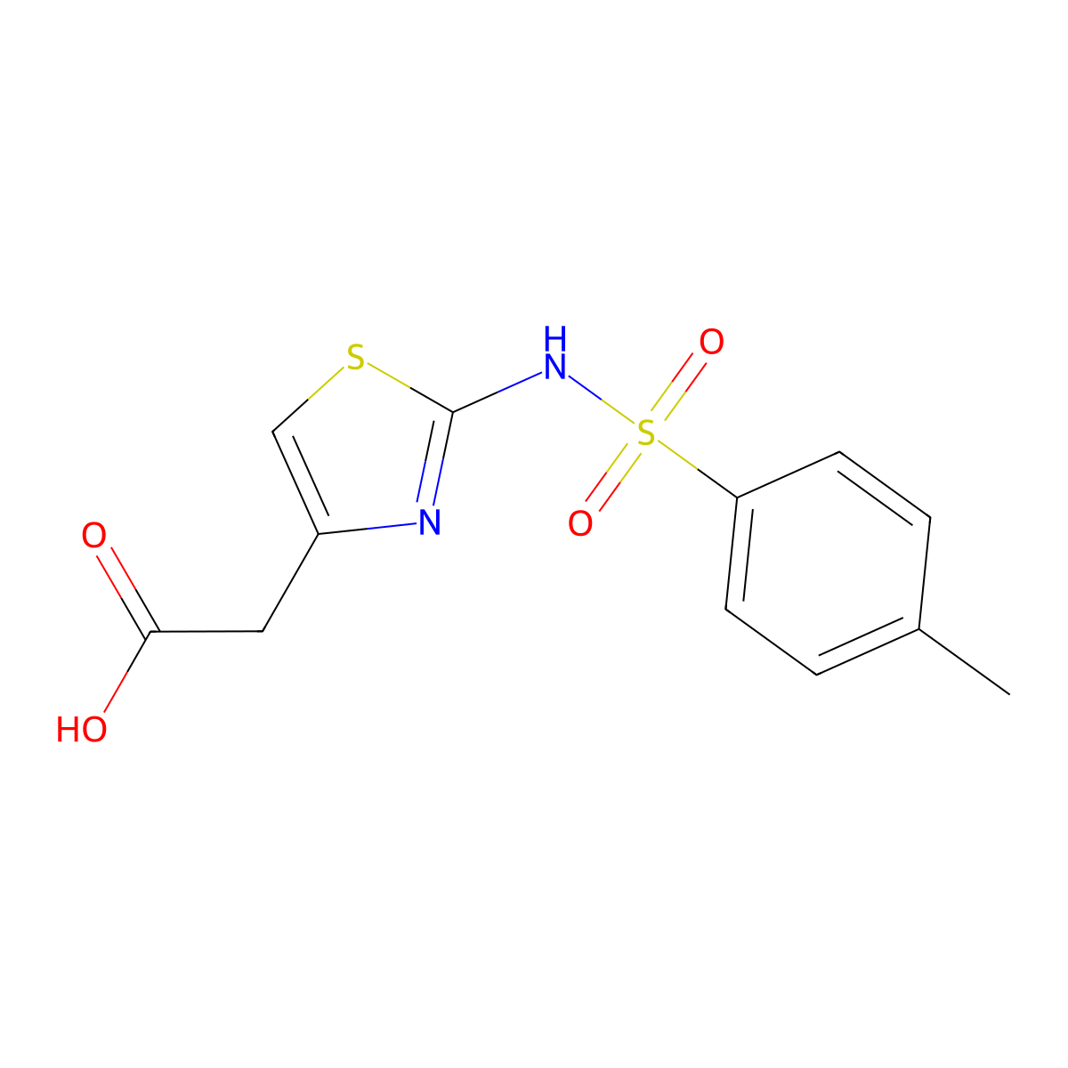 (2-{[(4-Methylphenyl)sulfonyl]amino}-1,3-thiazol-4-YL)acetic acid molecular structure, CAS 376638-03-8