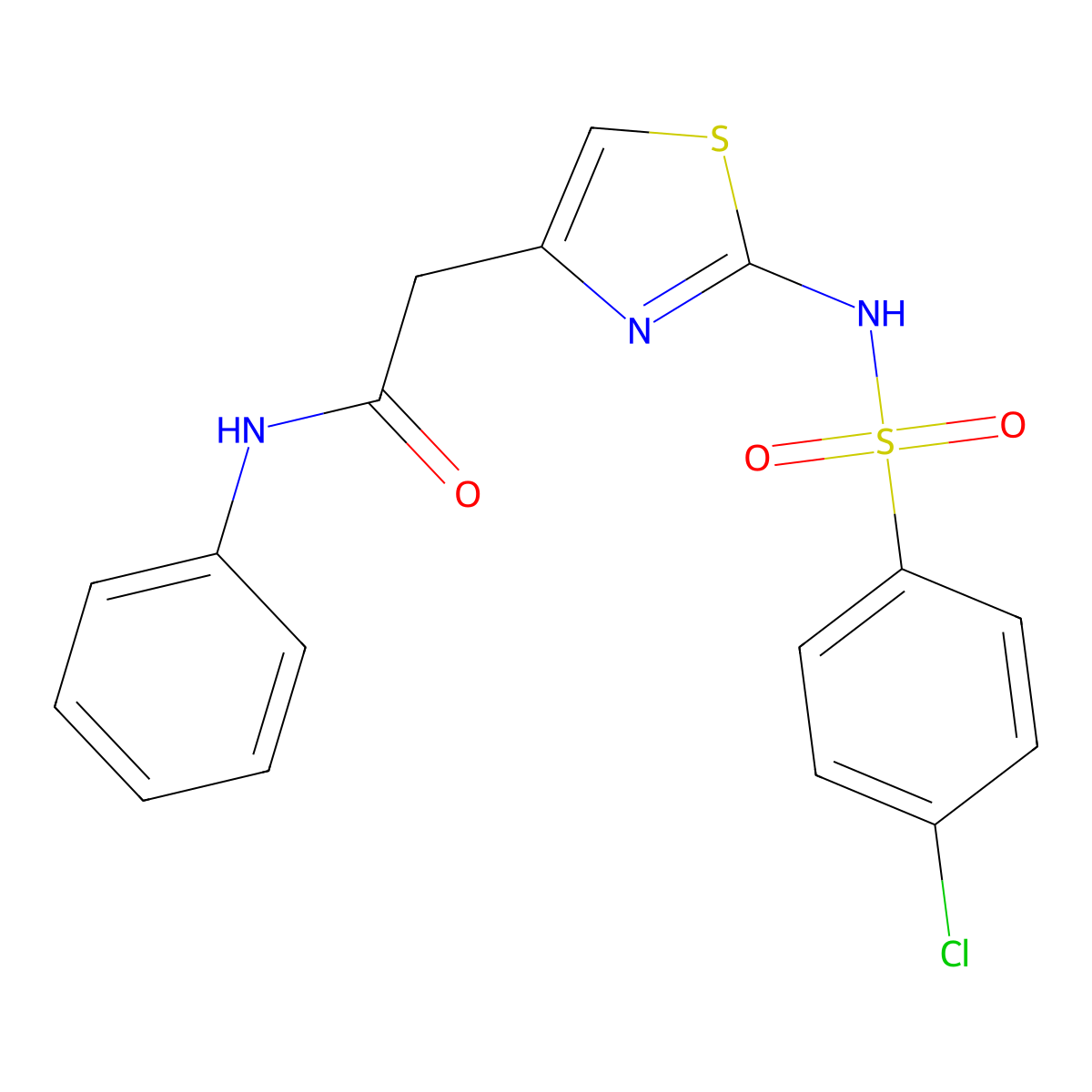 2-[2-(4-chlorobenzenesulfonamido)-1,3-thiazol-4-yl]-N-phenylacetamide molecular structure, CAS 376638-62-9