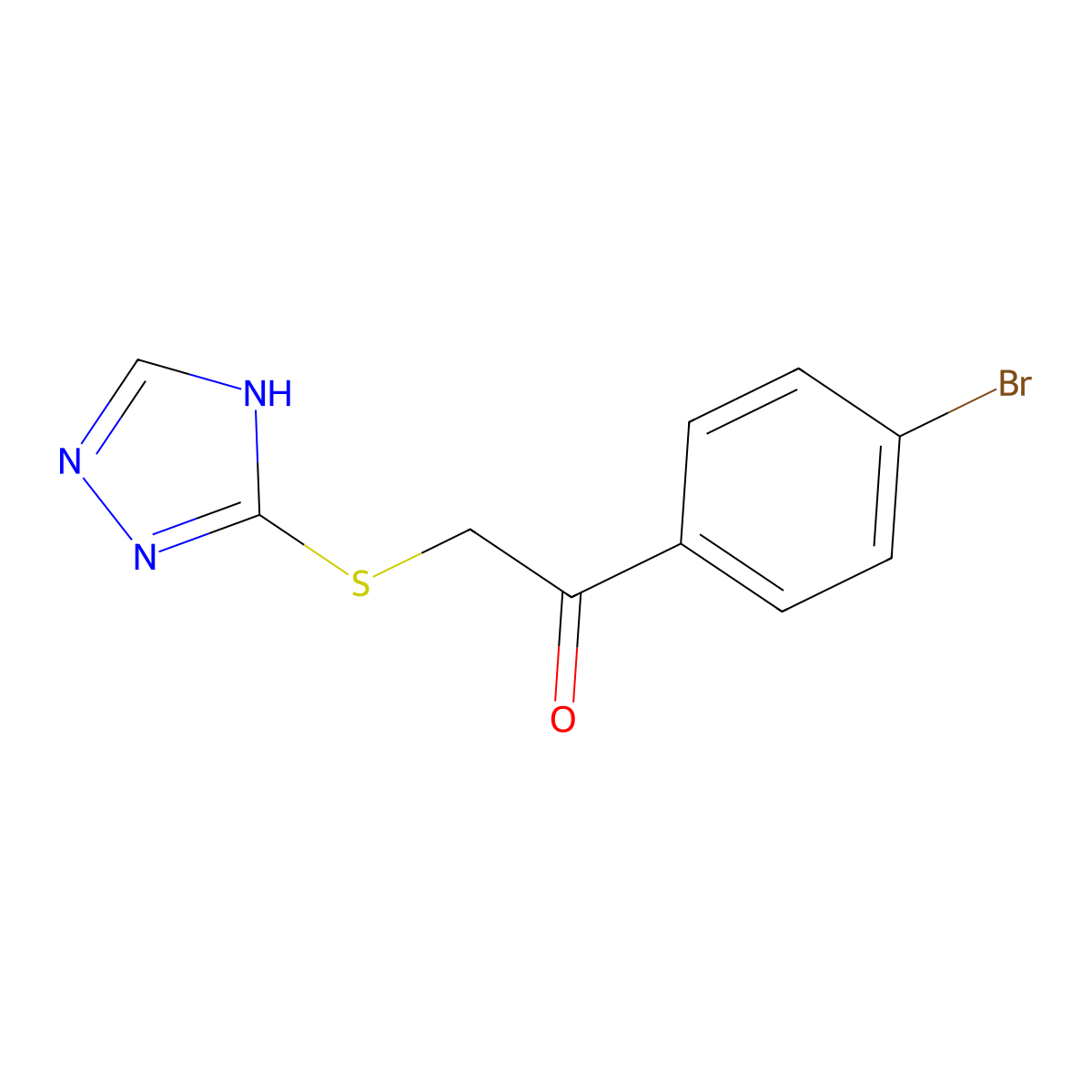 1-(4-Bromophenyl)-2-(1H-1,2,4-triazol-5-ylthio)ethanone molecular structure, CAS 37664-32-7
