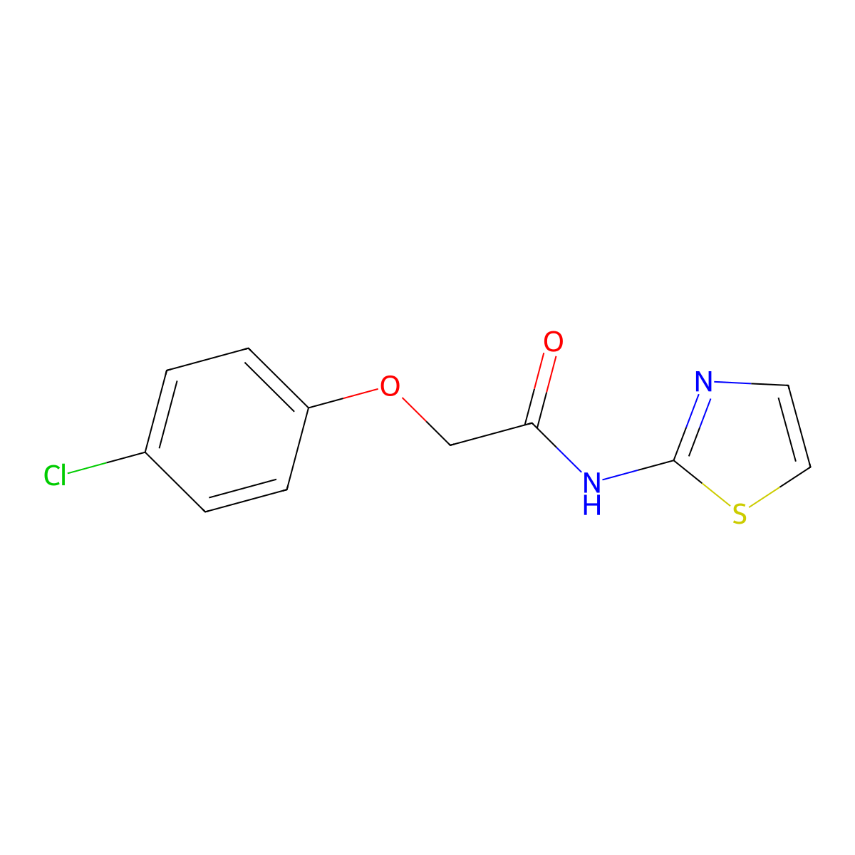 2-(4-chlorophenoxy)-N-(1,3-thiazol-2-yl)acetamide molecular structure, CAS 37666-22-1