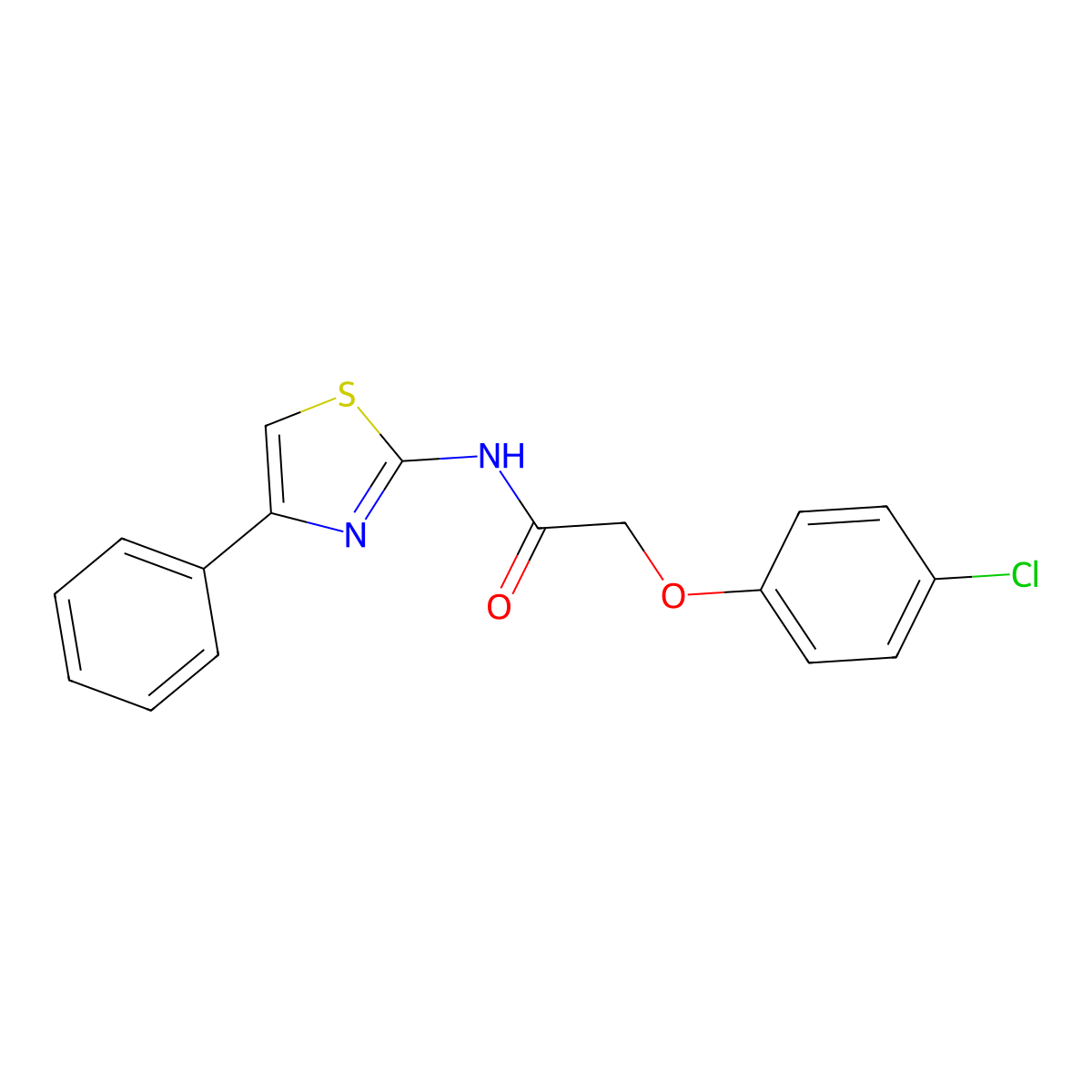 2-(4-chlorophenoxy)-N-(4-phenyl-1,3-thiazol-2-yl)acetamide molecular structure, CAS 37666-23-2
