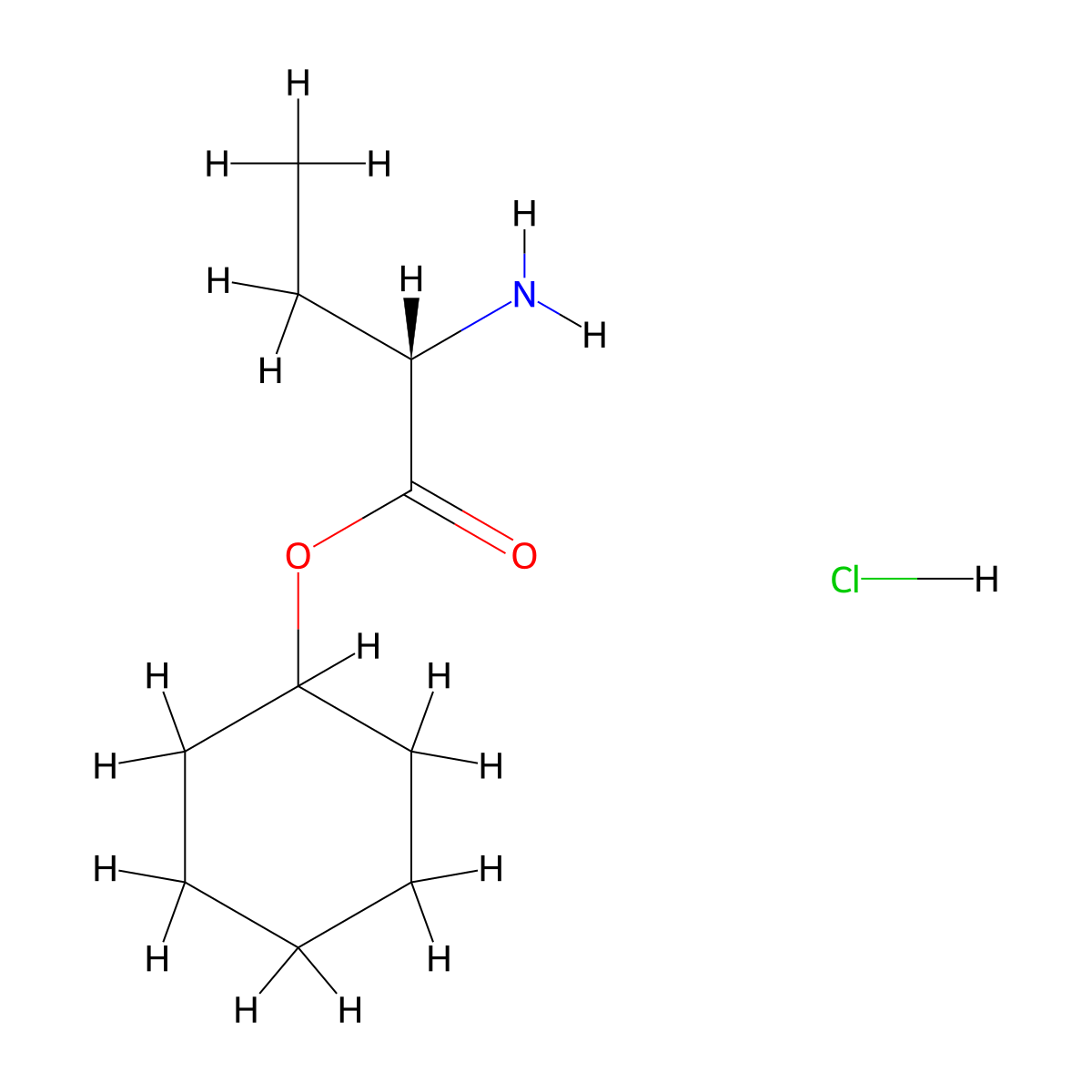 cyclohexyl (2S)-2-aminobutanoate hydrochloride molecular structure, CAS 37666-77-6