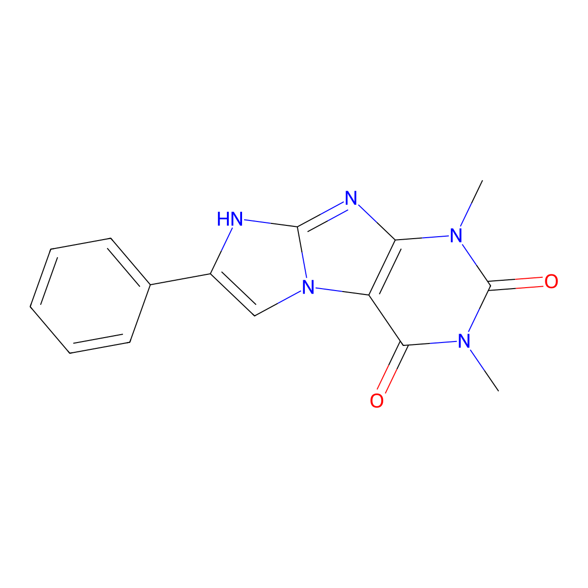 1,3-dimethyl-7-phenyl-1H-imidazo[2,1-f]purine-2,4(3H,8H)-dione molecular structure, CAS 3767-50-8