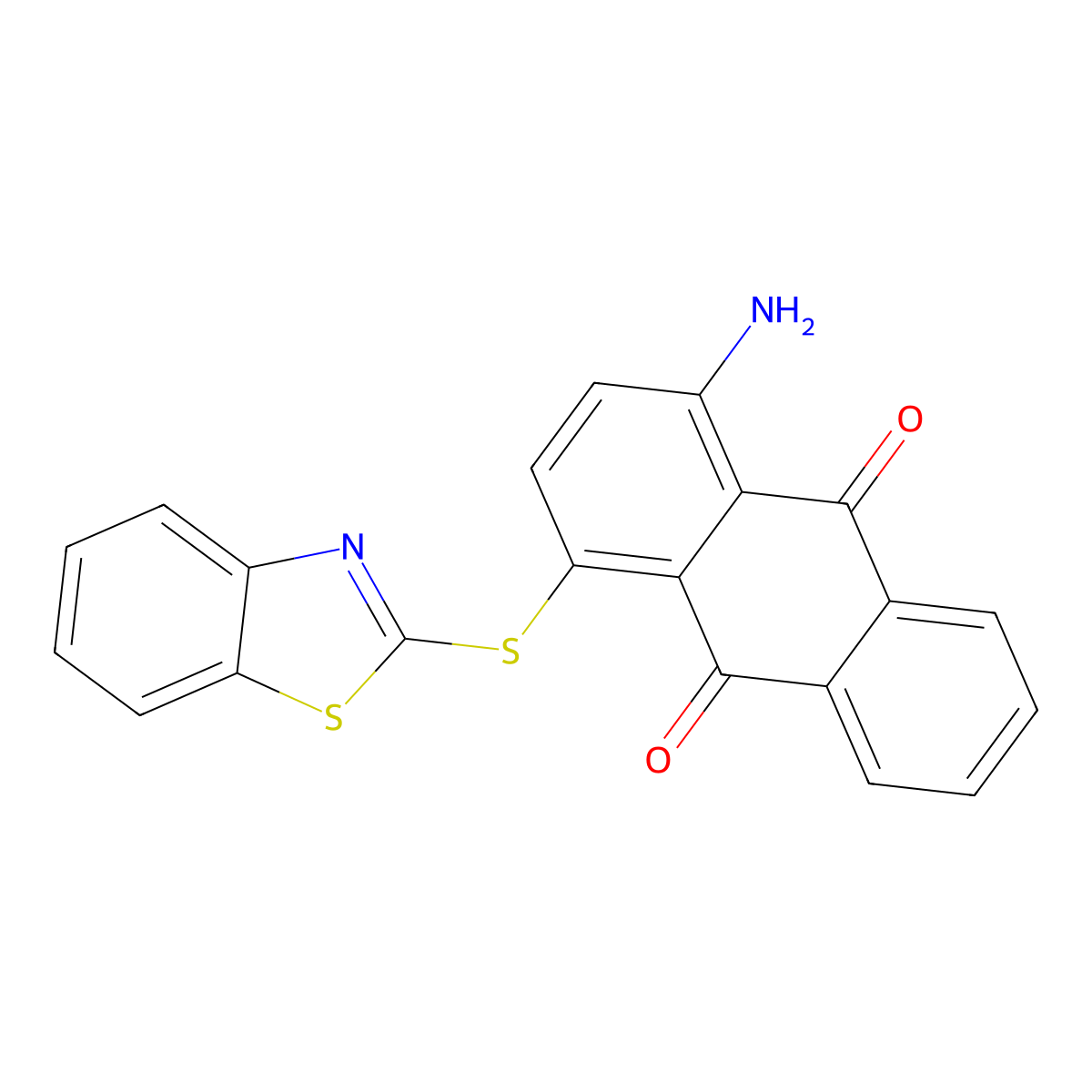 9,10-Anthracenedione, 1-amino-4-(2-benzothiazolylthio)- molecular structure, CAS 3767-68-8