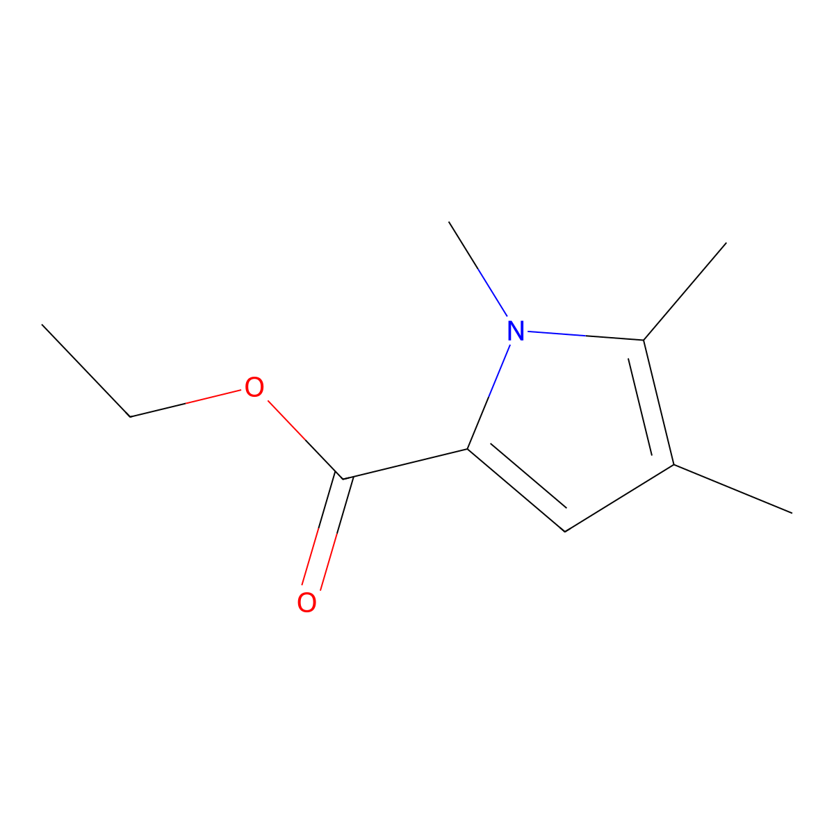 Ethyl 1,4,5-trimethyl-1H-pyrrole-2-carboxylate molecular structure, CAS 37670-51-2