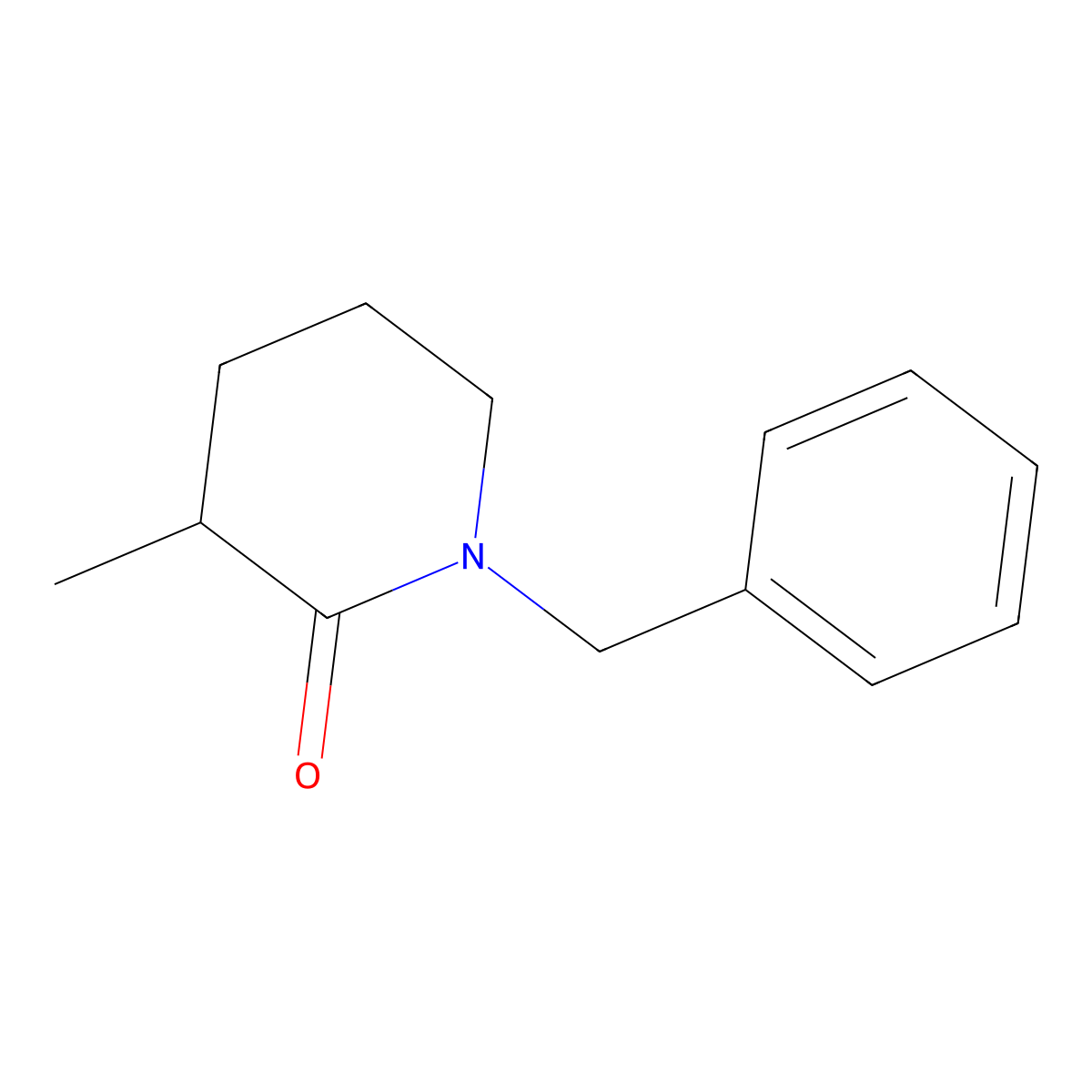 2-Piperidinone, 3-methyl-1-(phenylmethyl)- molecular structure, CAS 37672-46-1