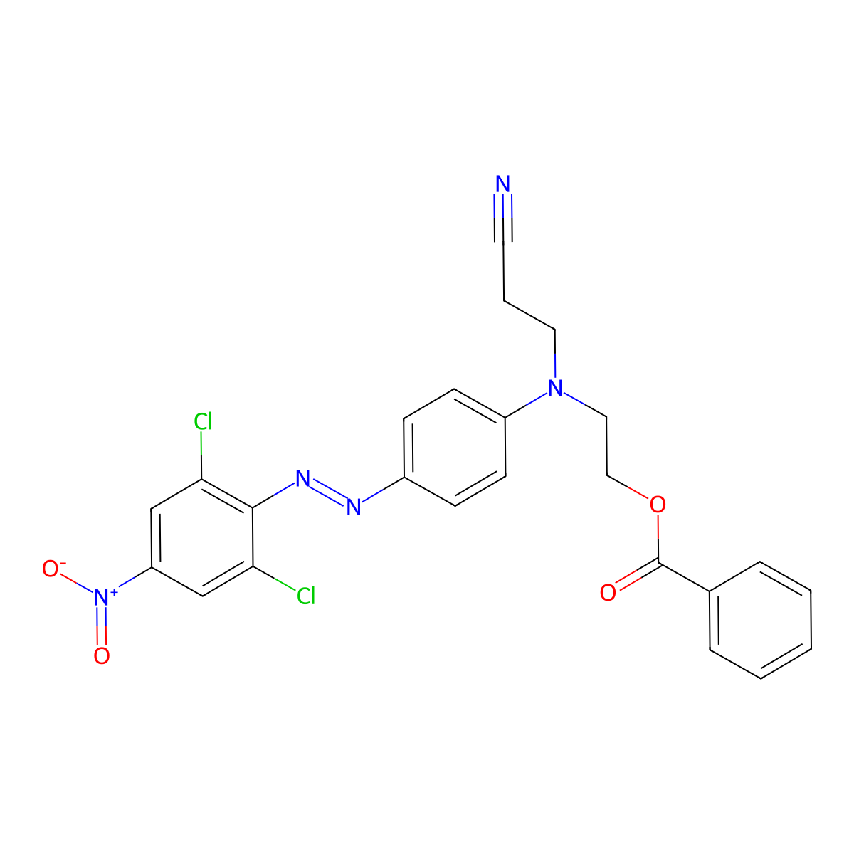 2-(N-(2-Cyanoethyl)-4-((2,6-dichloro-4-nitrophenyl)azo)anilino)ethyl benzoate molecular structure, CAS 37672-70-1