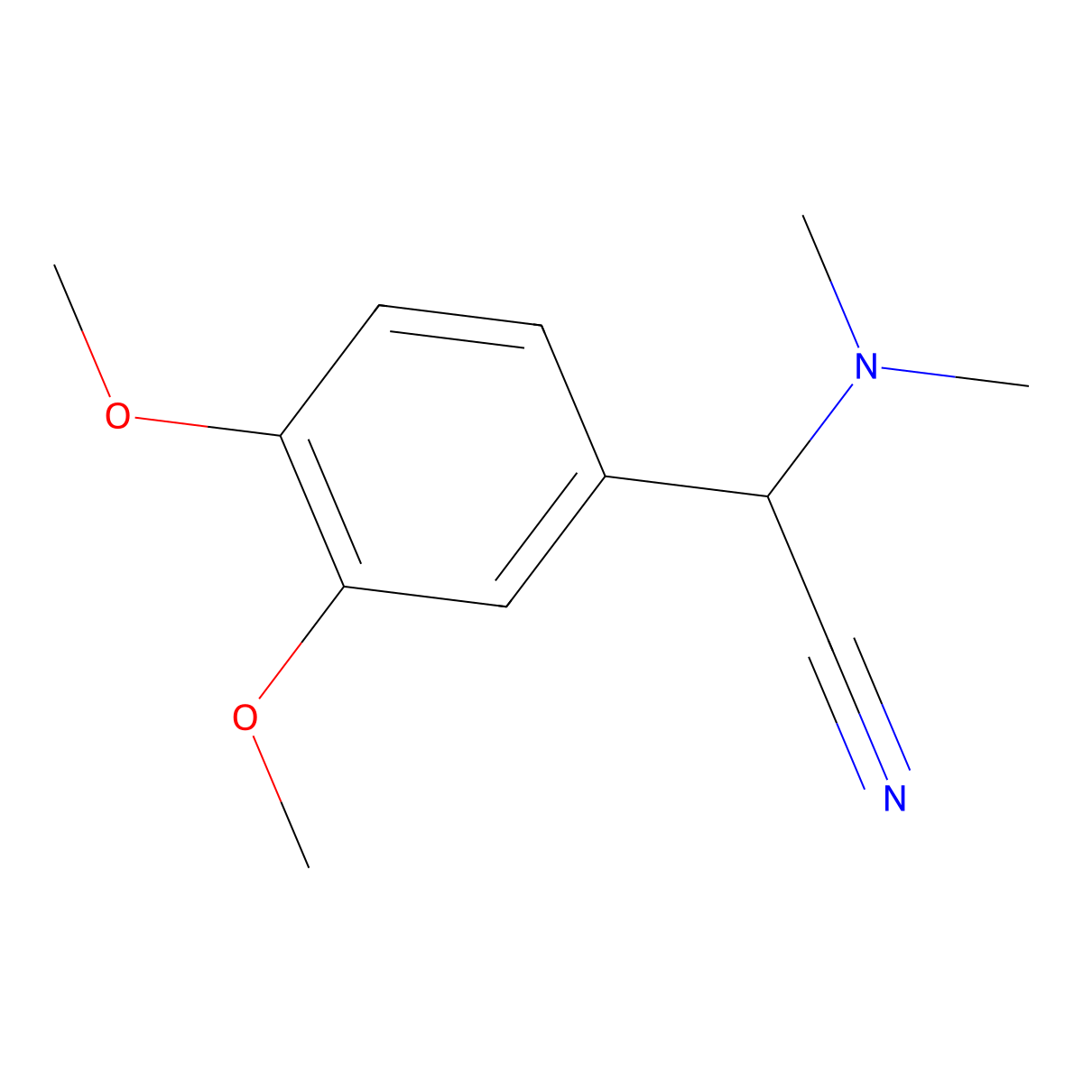 Acetonitrile, (3,4-dimethoxyphenyl)(dimethylamino)- molecular structure, CAS 37672-97-2
