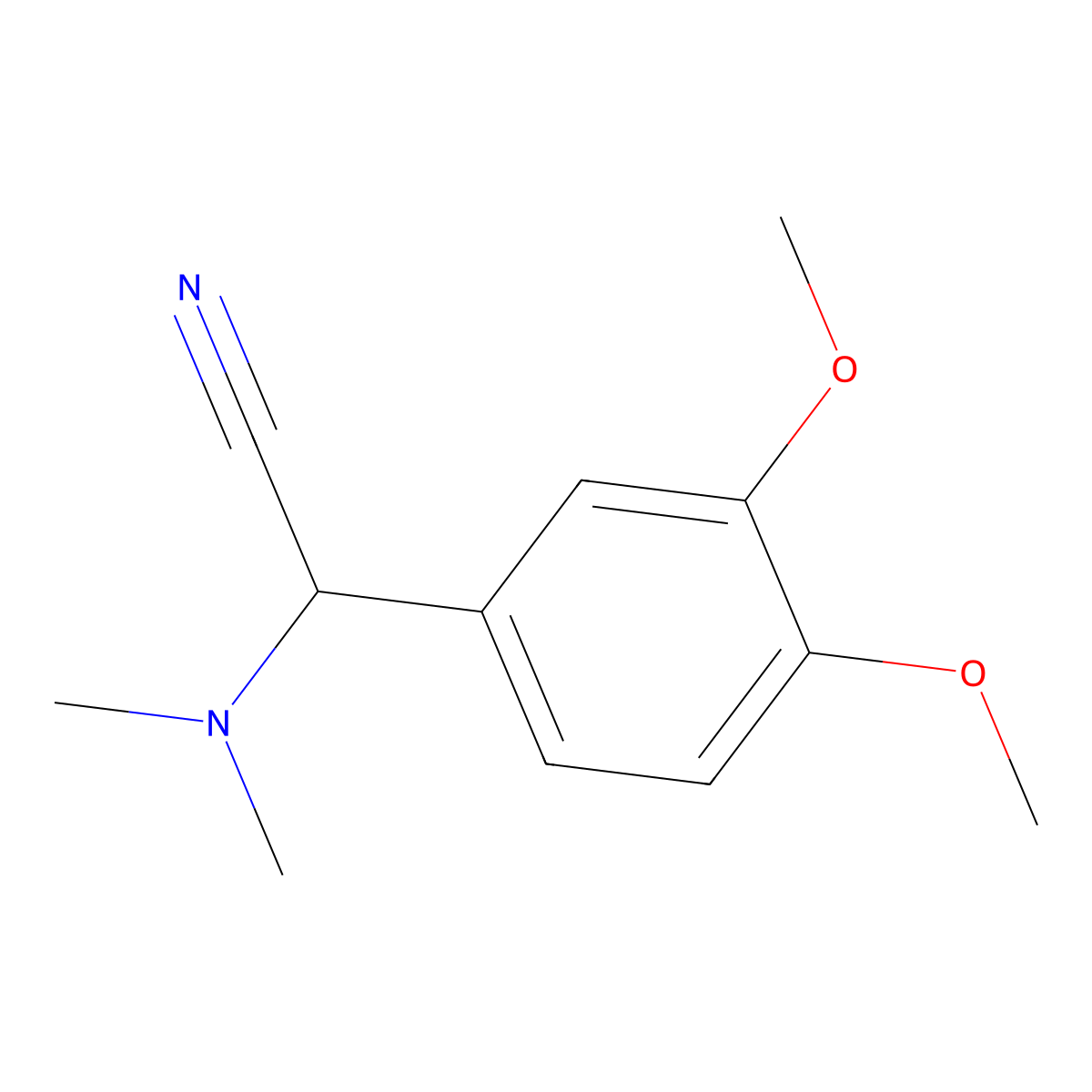 Acetonitrile, (3,4-dimethoxyphenyl)(dimethylamino)- molecular structure, CAS 37672-97-2