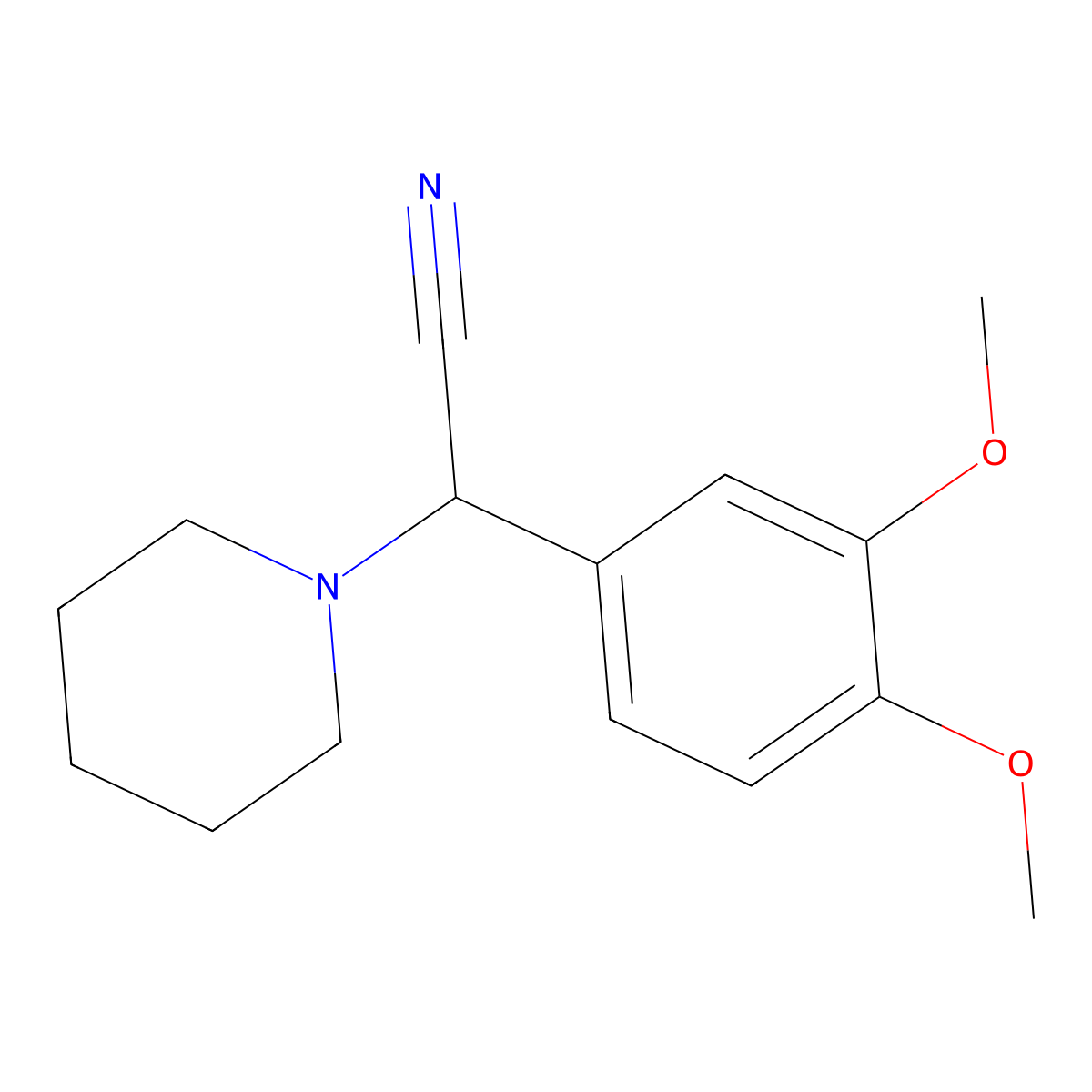 2-(3,4-Dimethoxyphenyl)-2-(piperidin-1-yl)acetonitrile molecular structure, CAS 37673-07-7