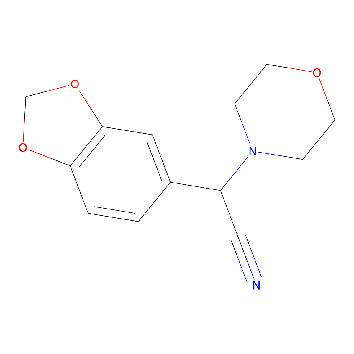 alpha-1,3-Benzodioxol-5-yl-4-morpholineacetonitrile molecular structure, CAS 37673-10-2