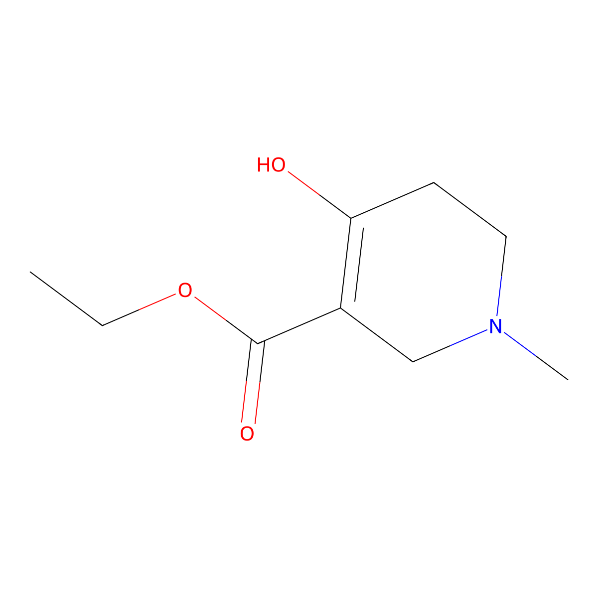 3-Pyridinecarboxylic acid, 1,2,5,6-tetrahydro-4-hydroxy-1-methyl-, ethyl ester molecular structure, CAS 37673-68-0