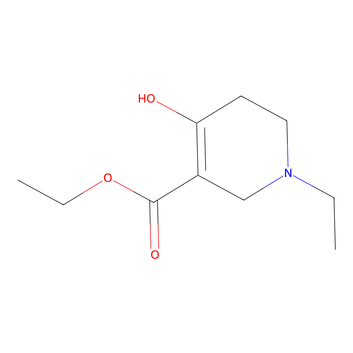 3-Pyridinecarboxylic acid, 1,2,5,6-tetrahydro-1-ethyl-4-hydroxy-, ethyl ester molecular structure, CAS 37673-69-1