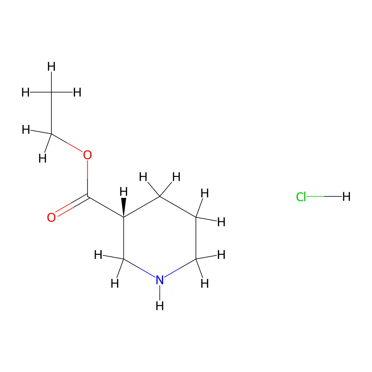 Ethyl (3R)-piperidine-3-carboxylate--hydrogen chloride (1/1) molecular structure, CAS 37675-19-7