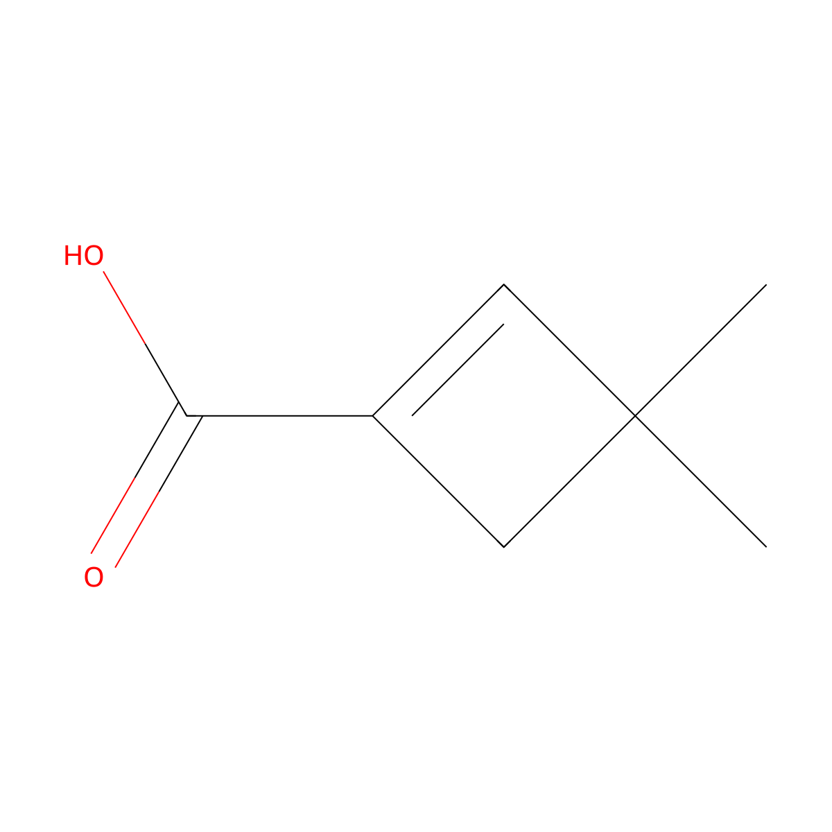 3,3-Dimethylcyclobut-1-ene-1-carboxylic acid molecular structure, CAS 37676-90-7