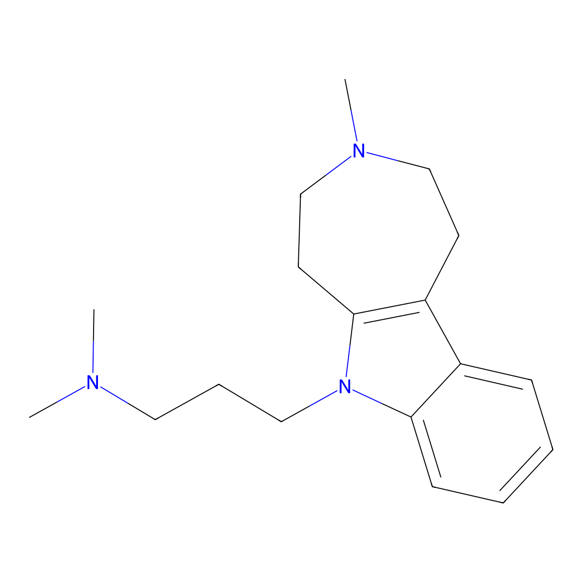 Azepino(4,5-b)indole, 1,2,3,4,5,6-hexahydro-6-(3-dimethylaminopropyl)-3-methyl- molecular structure, CAS 37683-53-7
