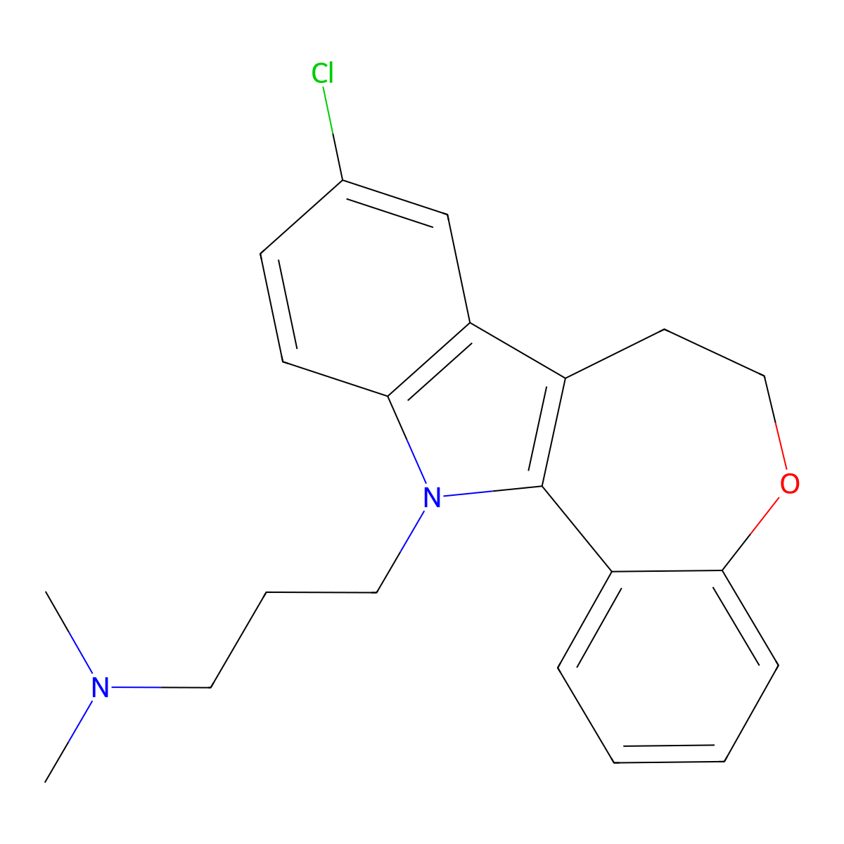 12H-(1)Benzoxepino(5,4-b)indole, 6,7-dihydro-9-chloro-12-(3-dimethylaminopropyl)- molecular structure, CAS 37683-61-7
