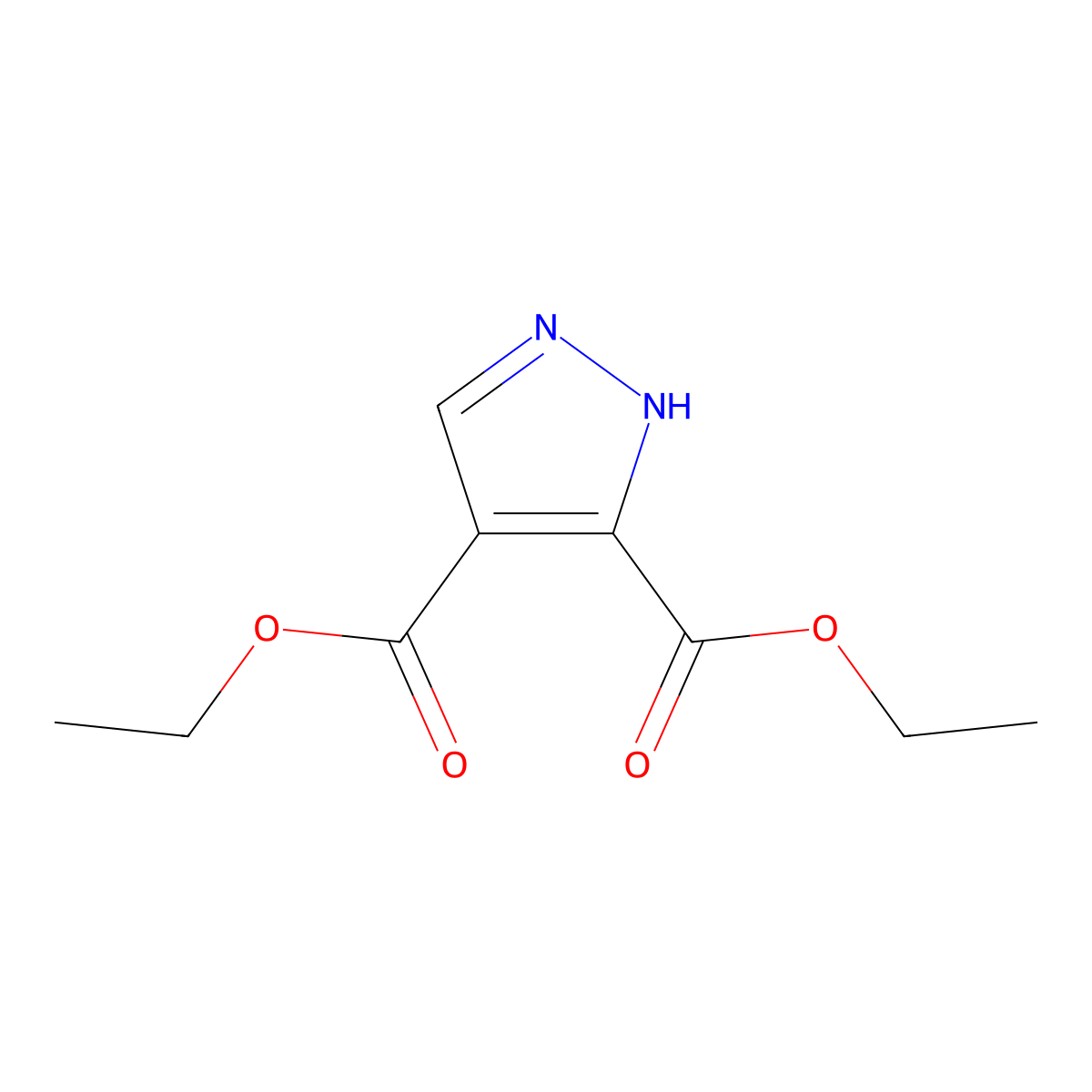 3,4-diethyl 1H-pyrazole-3,4-dicarboxylate molecular structure, CAS 37687-26-6